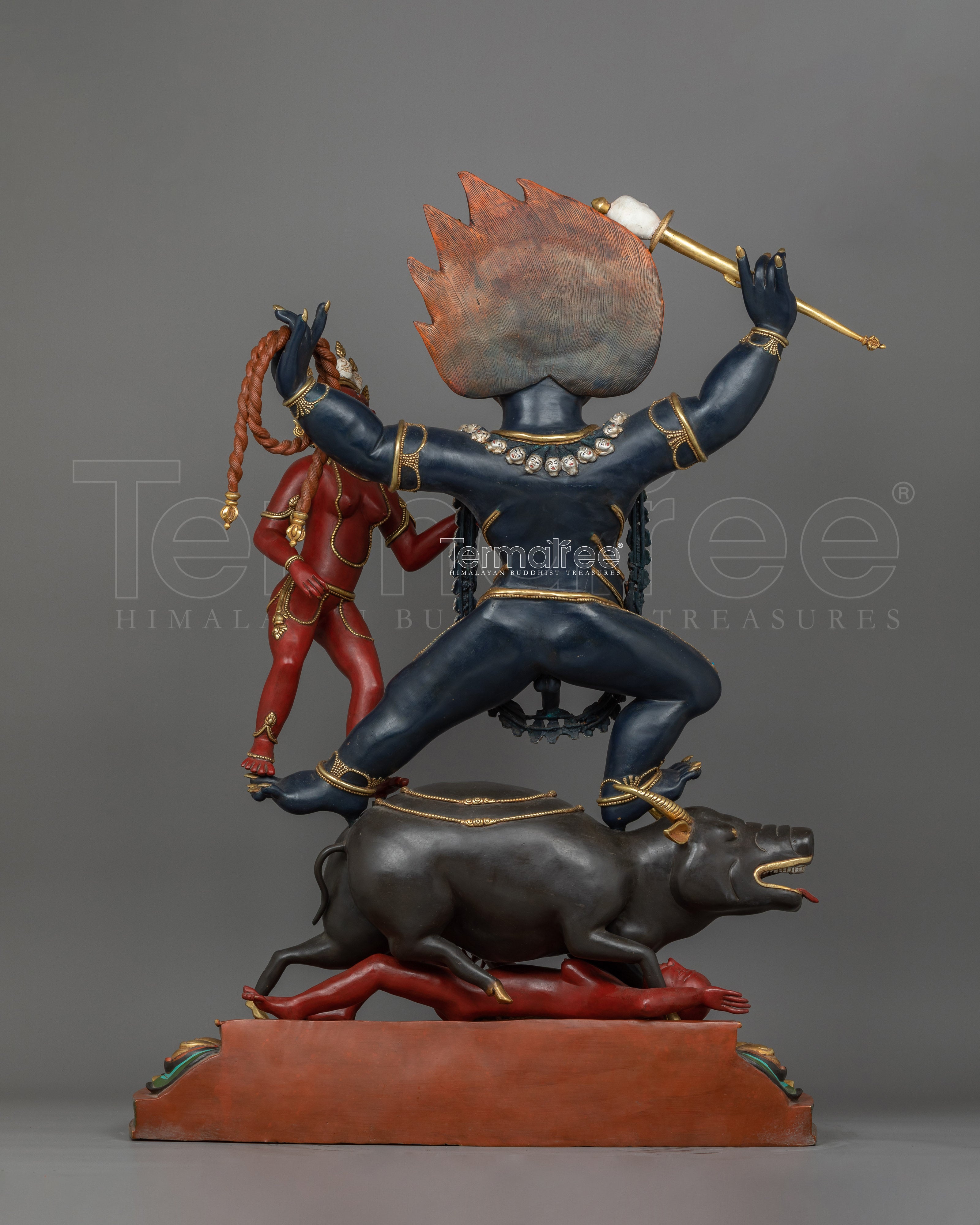 Yama Dharmaraja with Consort Statue | Majestic Buddhist Protector Statue