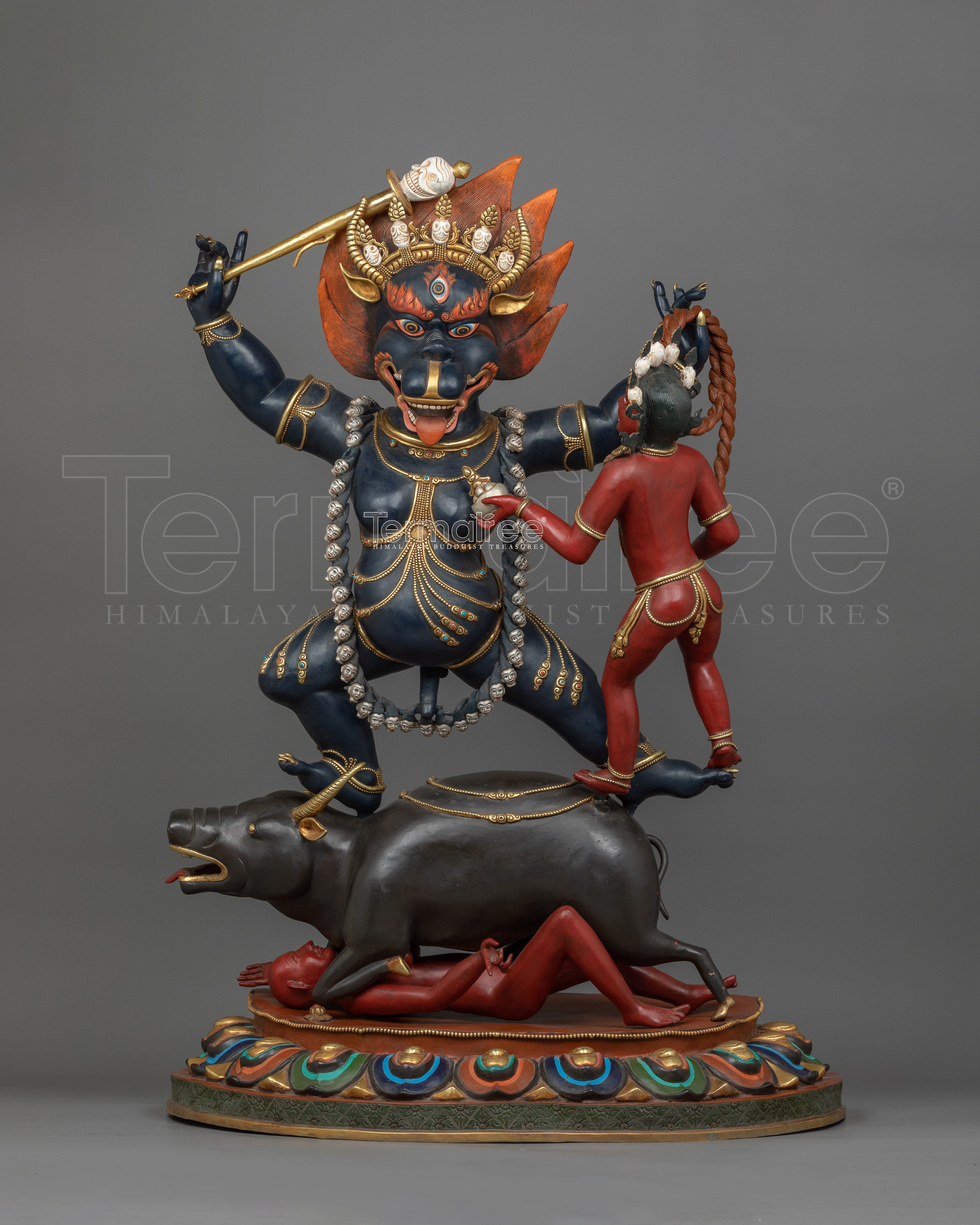Yama Dharmaraja with Consort Statue | Majestic Buddhist Protector Statue