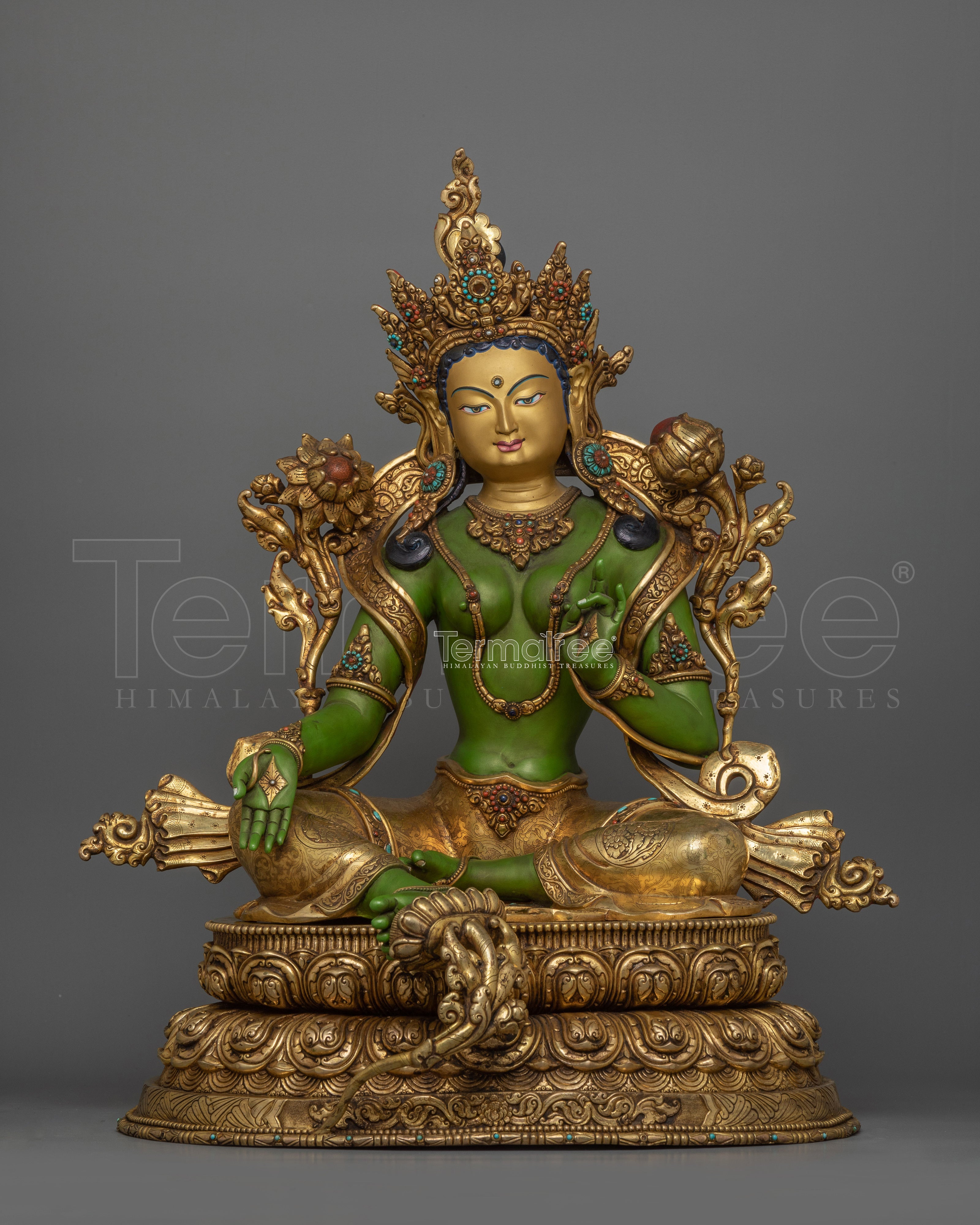 Green Tara Compassionate Savior Sculpture | Goddess of Healing and Protection