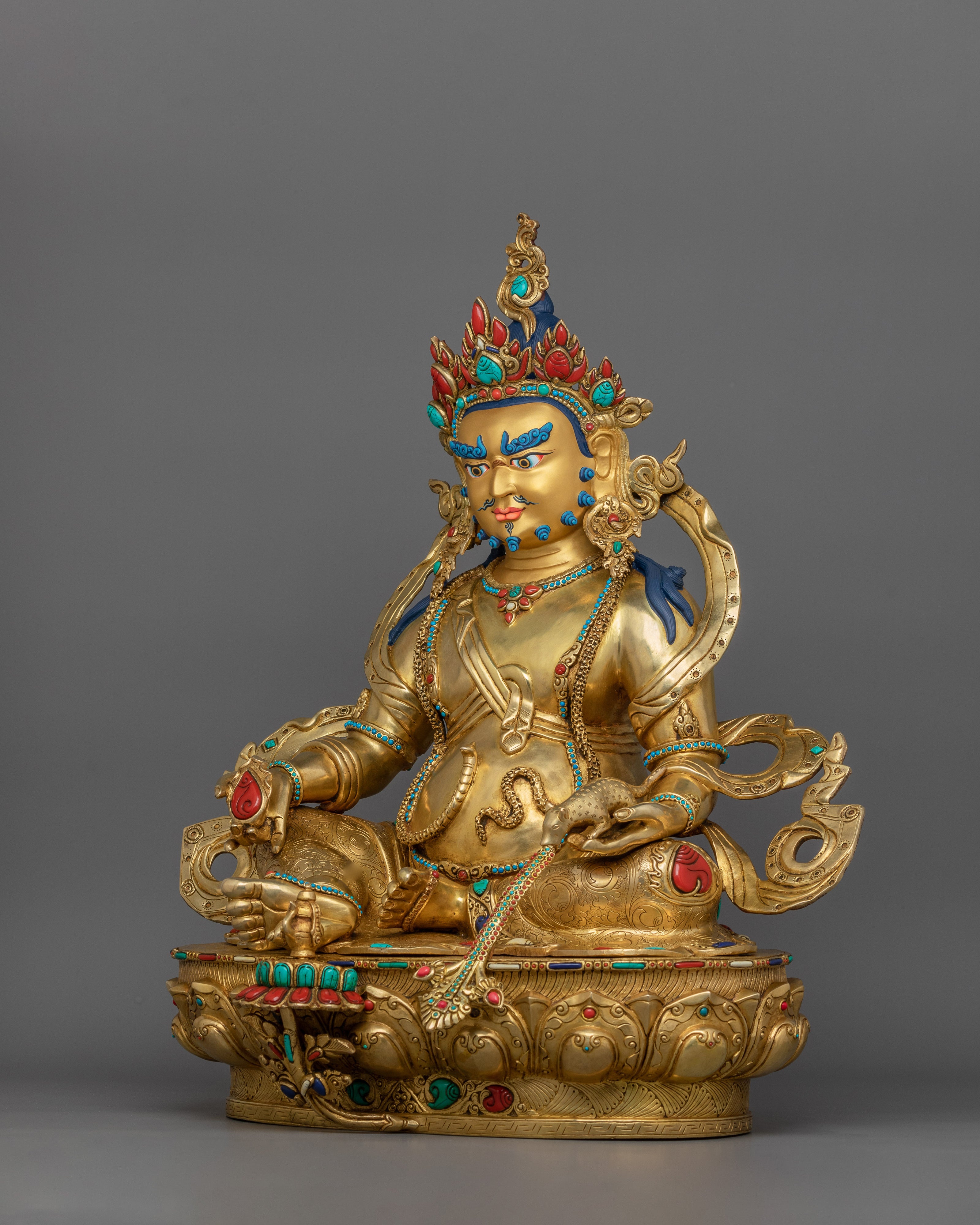 Tibetan Deity Dharma Protector Jambhala Statue – Guardian of Wealth and Abundance