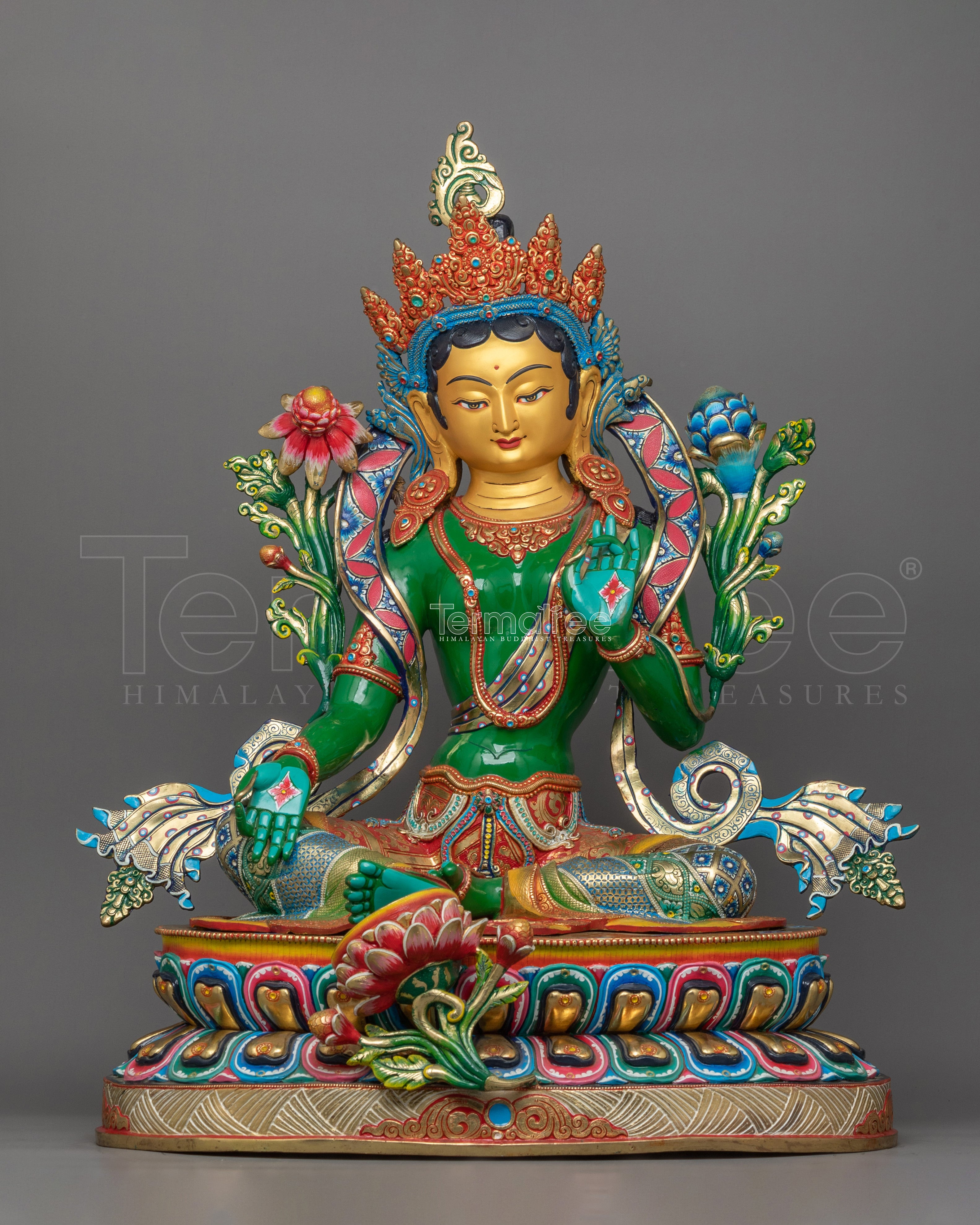 Tibetan Green Tara Goddess Statue | Divine Feminine Artwork
