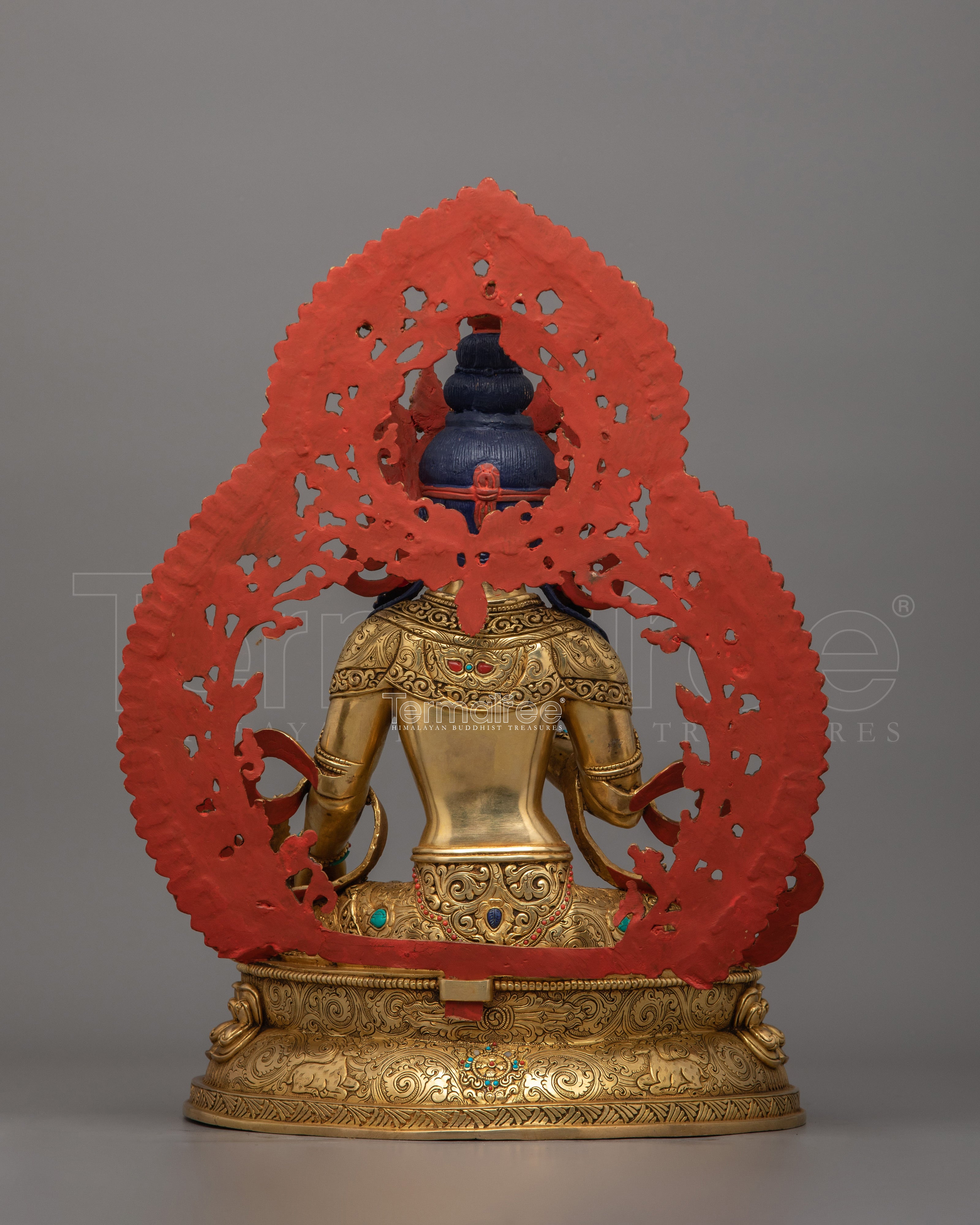 Traditional Bodhisattva Ksitigarbha Figurine | 24K Gold Gilded Copper Artwork