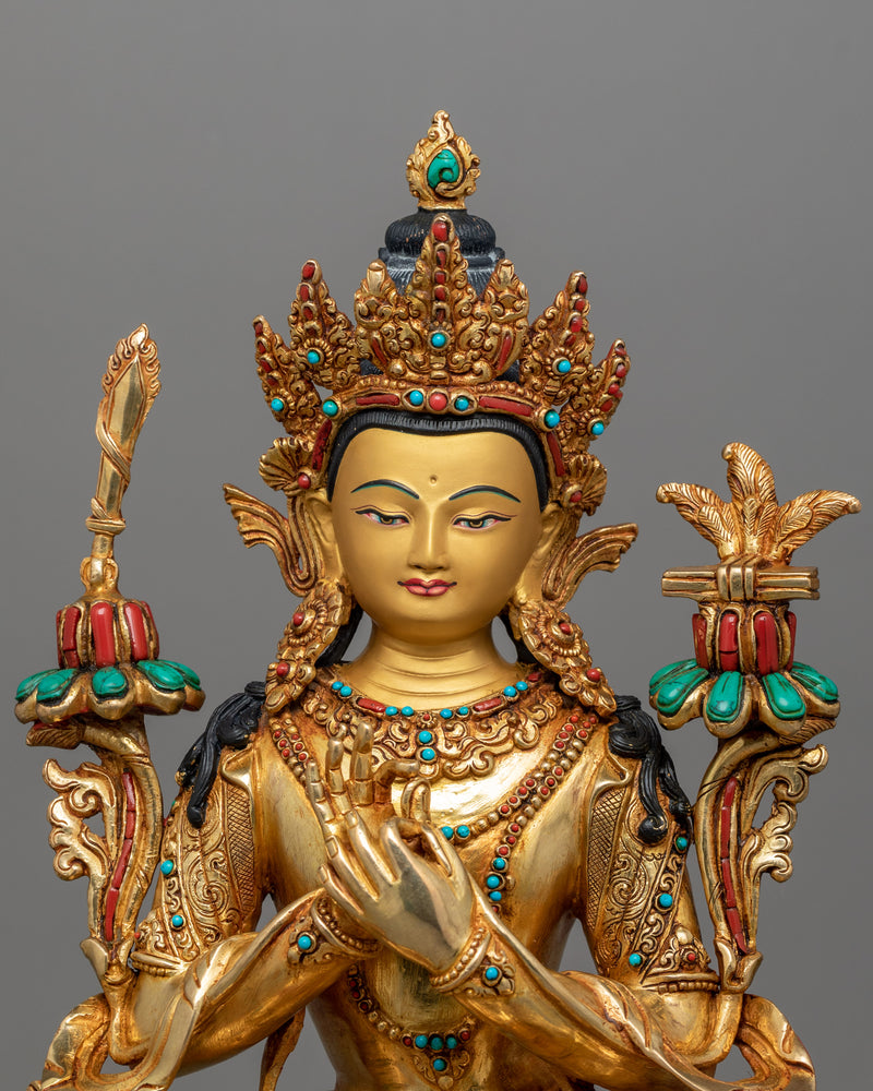 Traditional Tibetan Manjughosa Sculpture | A Symbol of Wisdom and Enlightenment