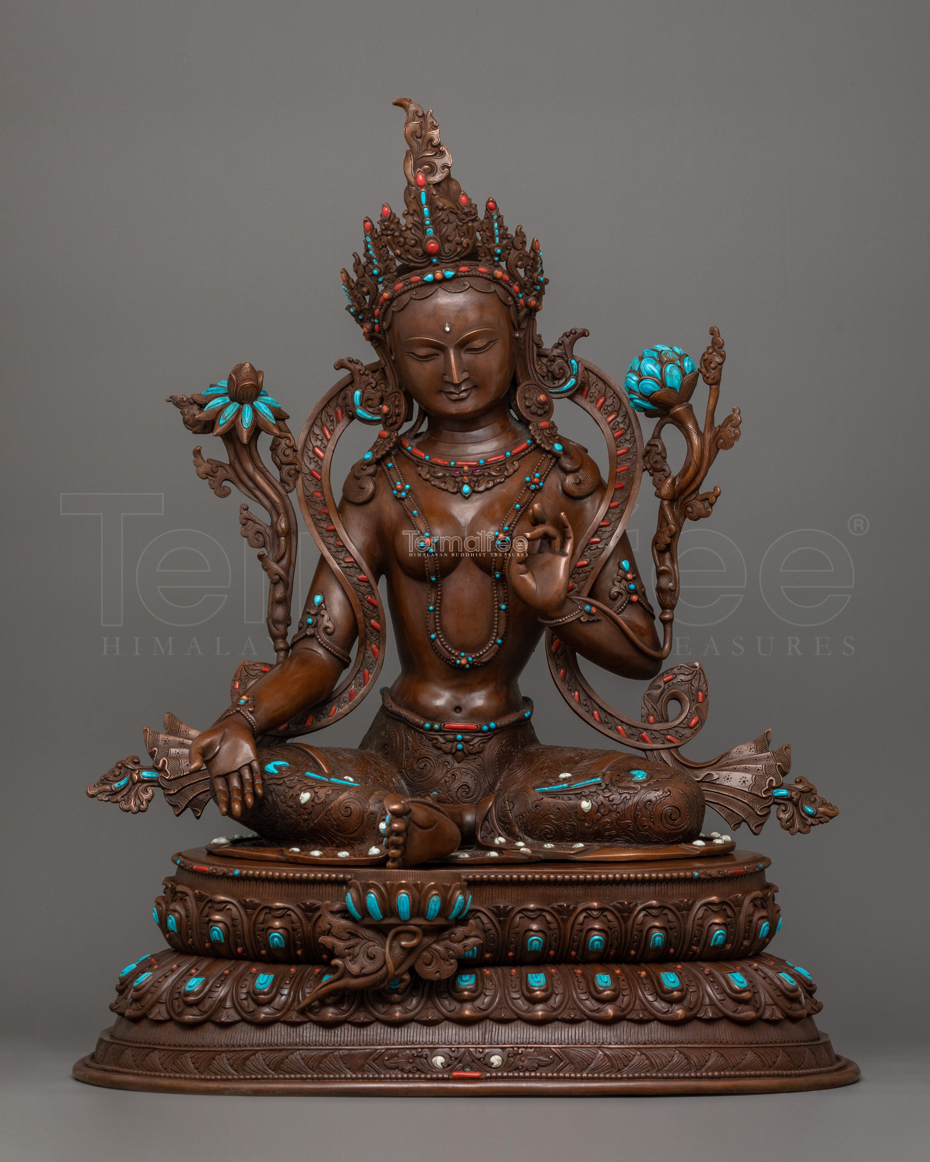 Buddhist Compassionate Goddess Green Tara Statue | Divine Feminine Artwork
