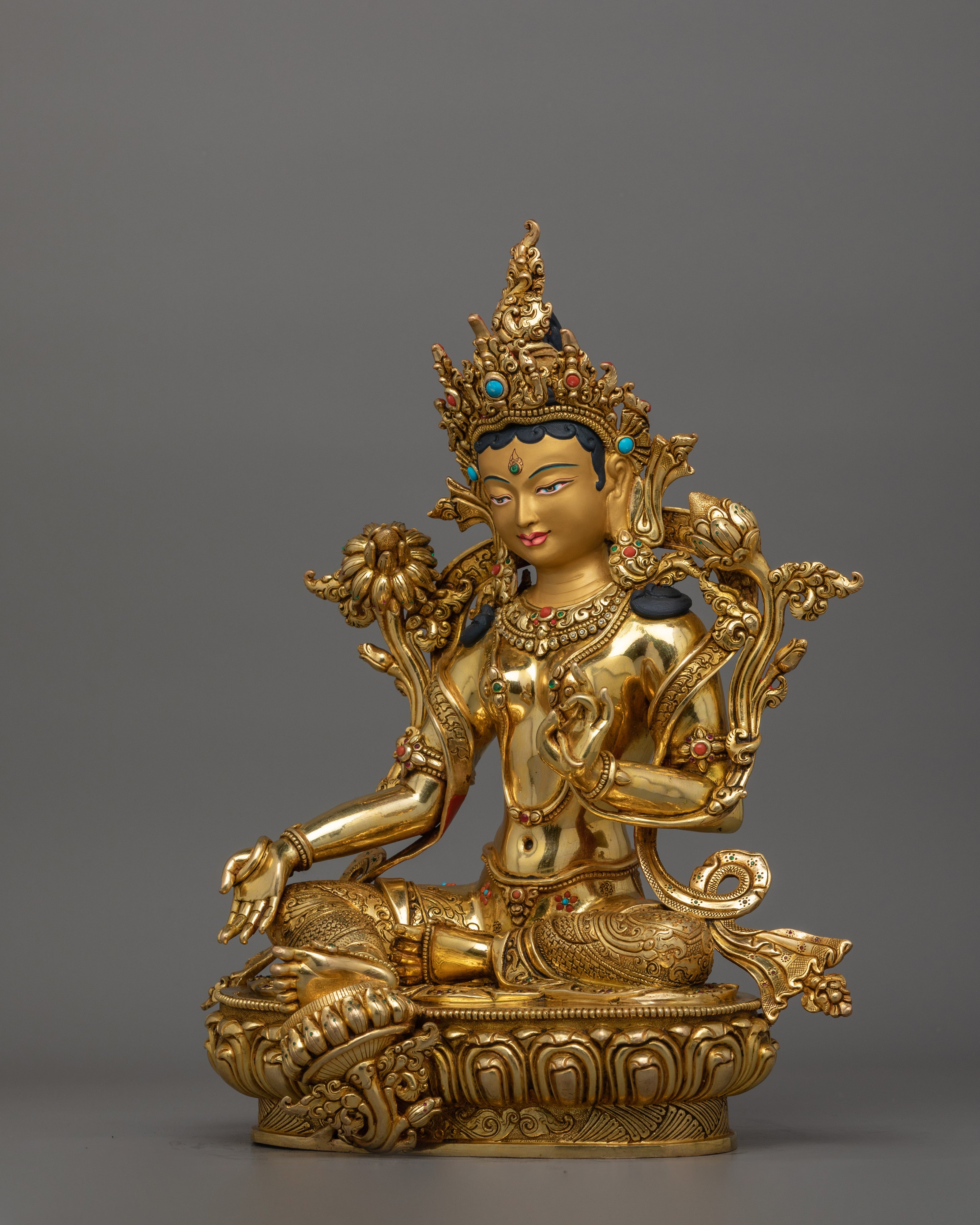 Goddess Green Tara Figurine |  Deity of Protection and Healing