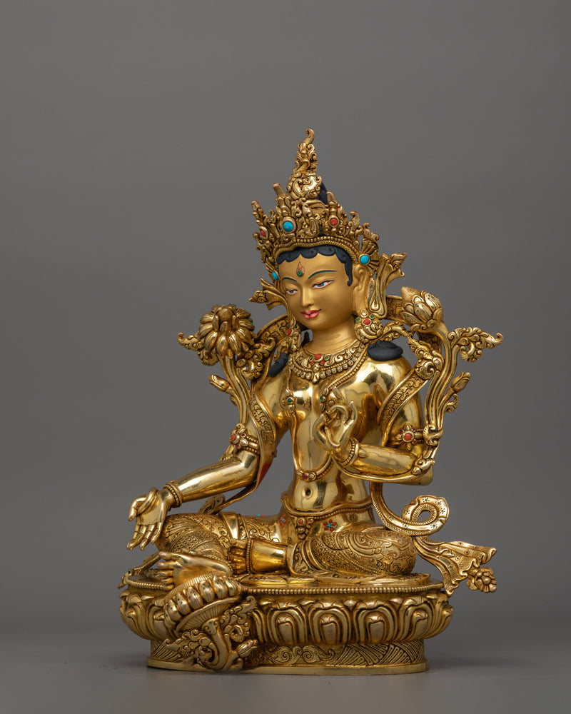 Goddess Green Tara Figurine |  Deity of Protection and Healing