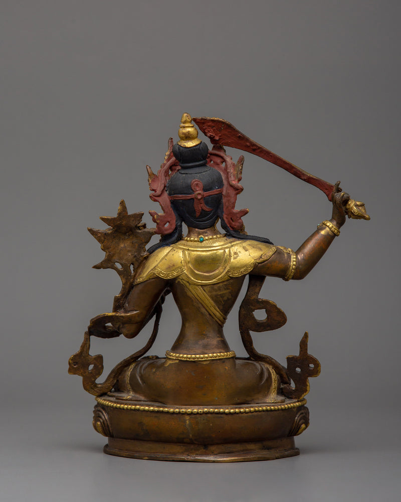 Beautiful Acrylic Painting Manjushri Statue | Traditional Himalayan Art