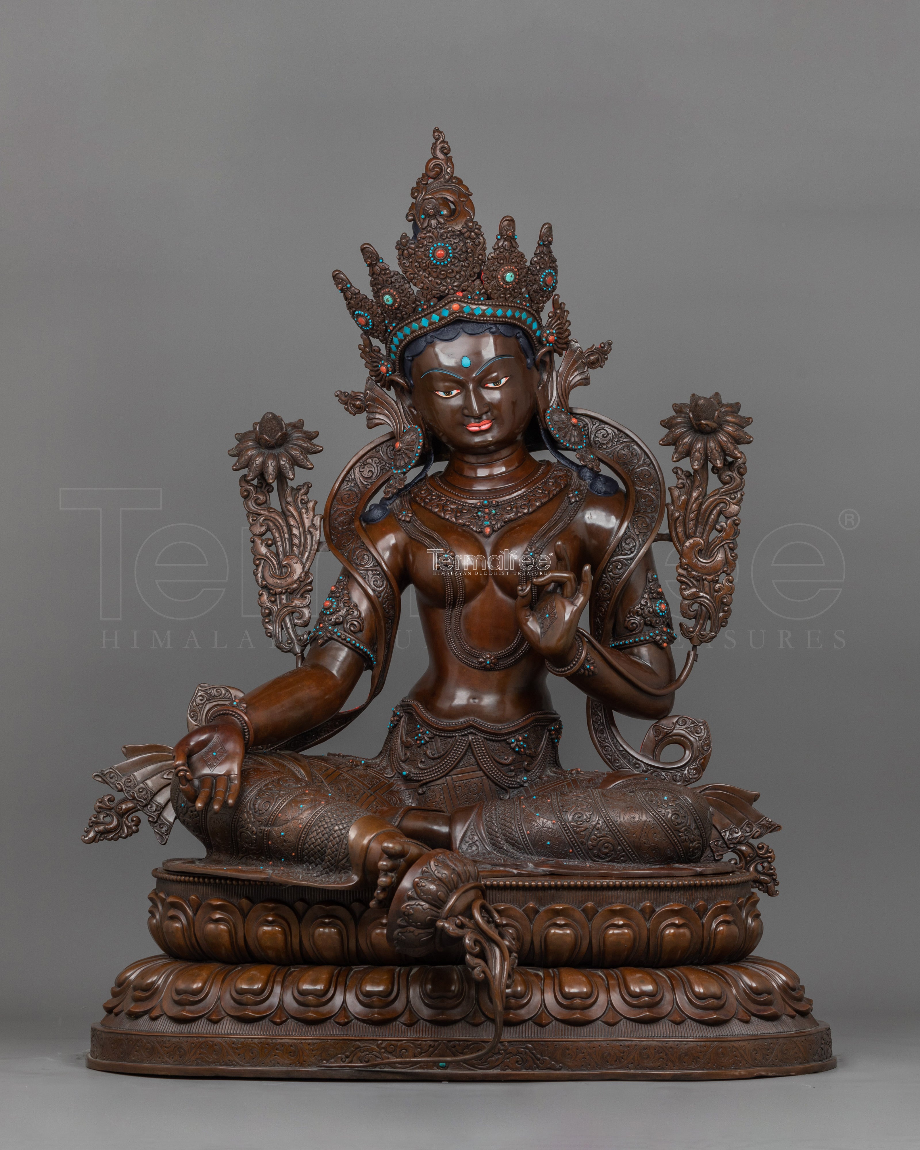 Female Bodhisattva Green Tara Figurine | Himalayan Goddess Shyamatara