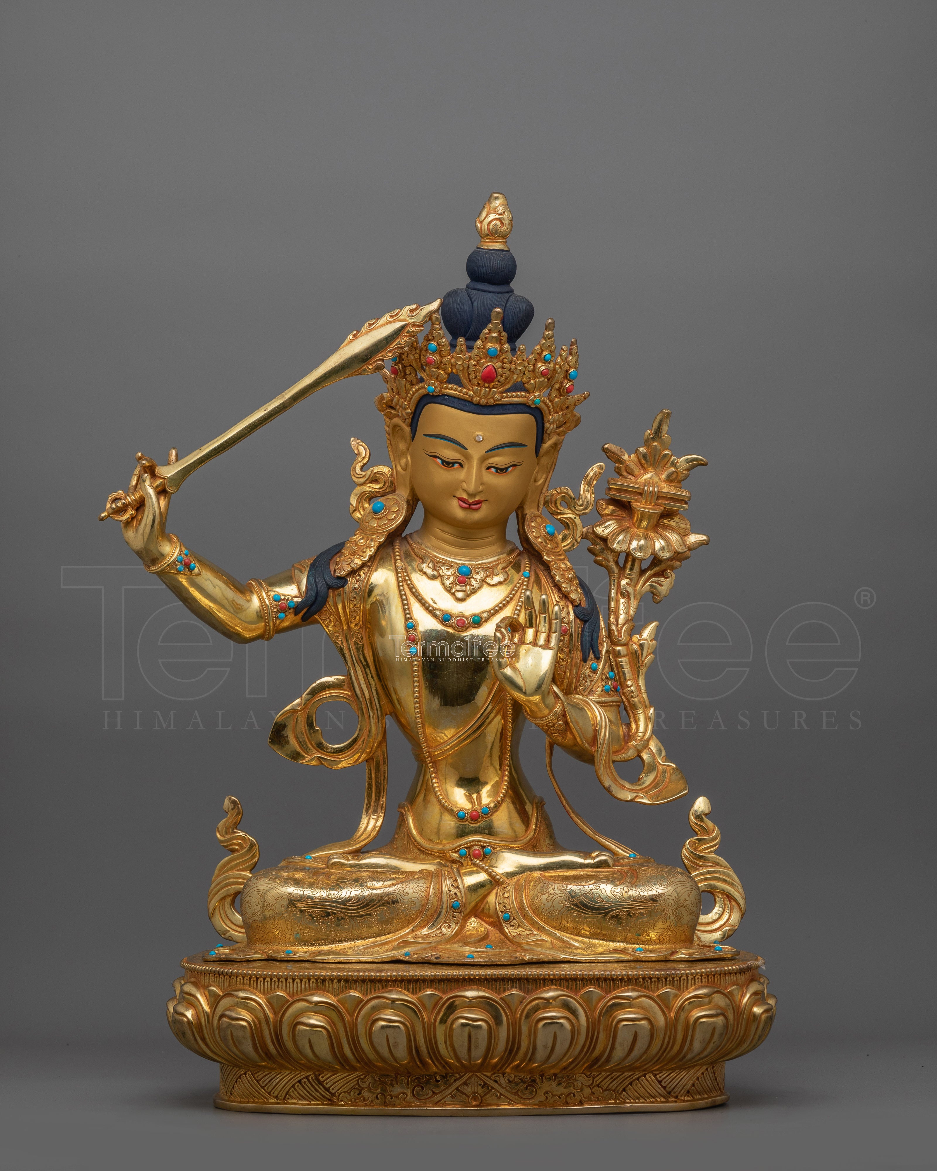 Sacred Bodhisattva of Wisdom Manjughosa Statue | Embodiment of Knowledge