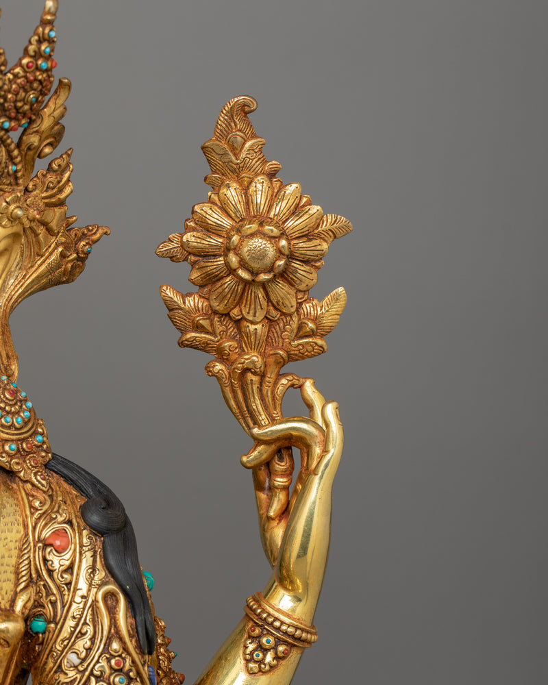 Bodhisattva Avalokiteshvara "Chenresig" Sculpture | Four Armed Figurine