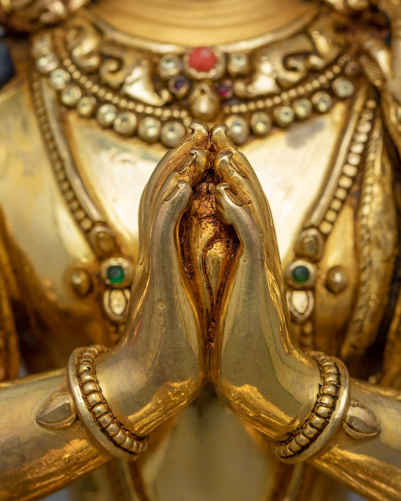 Bodhisattva Chenrezig 14.8 Inches Statue | Four Armed Avalokiteshvara Sculpture