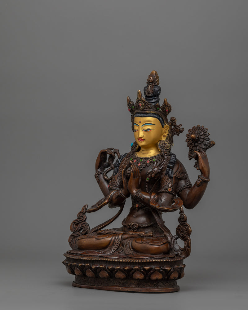 Himalayan Sacred Deity Chenresig Statue | Buddhism Dharma Artwork