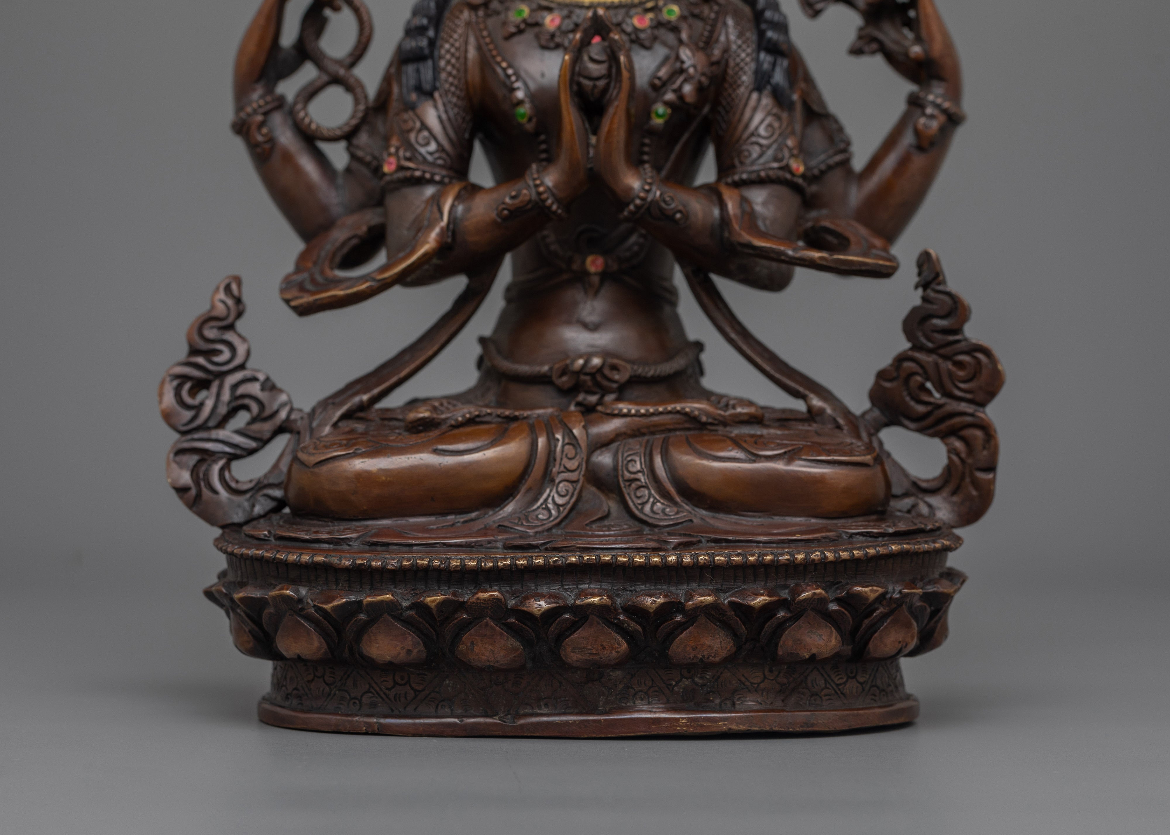 Himalayan Sacred Deity Chenresig Statue | Buddhism Dharma Artwork