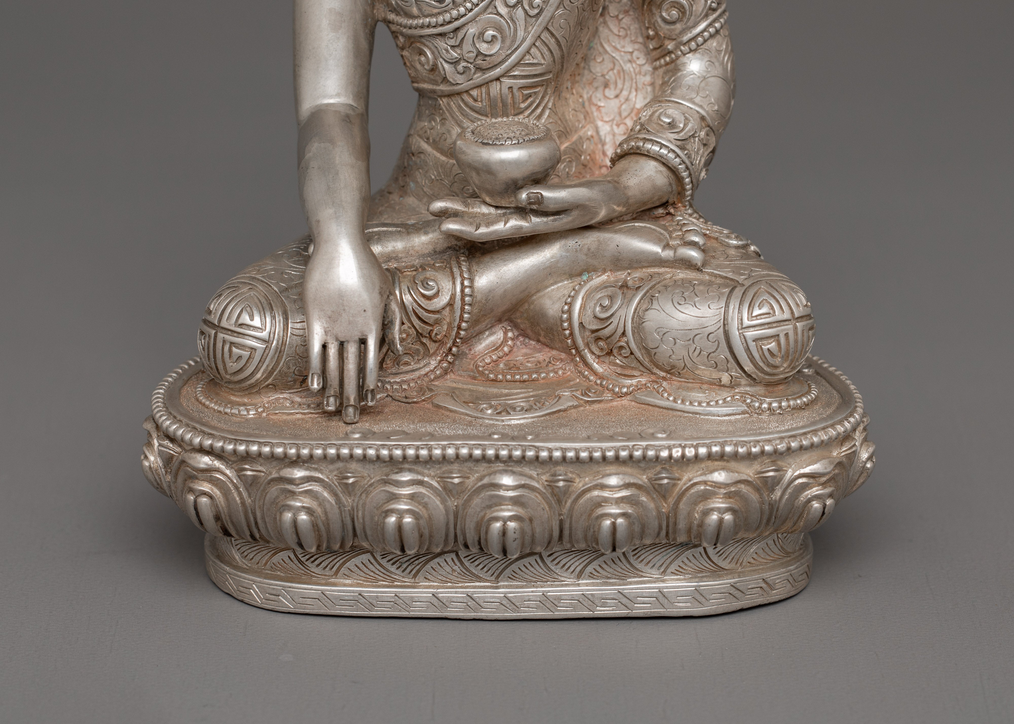 Silver Plated Shakyamuni Buddha Sculpture | Historical Buddha Statue