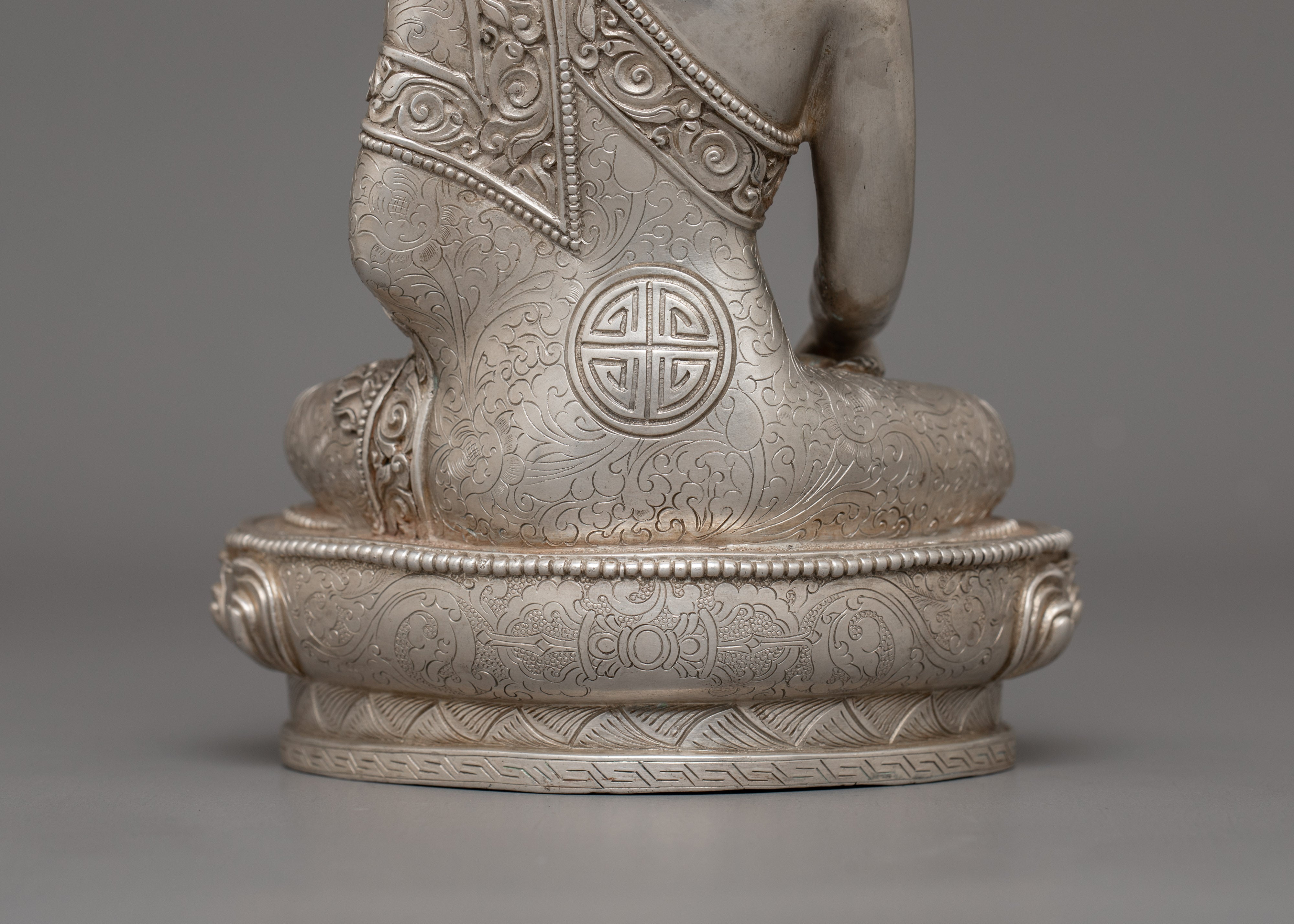 Silver Plated Shakyamuni Buddha Sculpture | Historical Buddha Statue