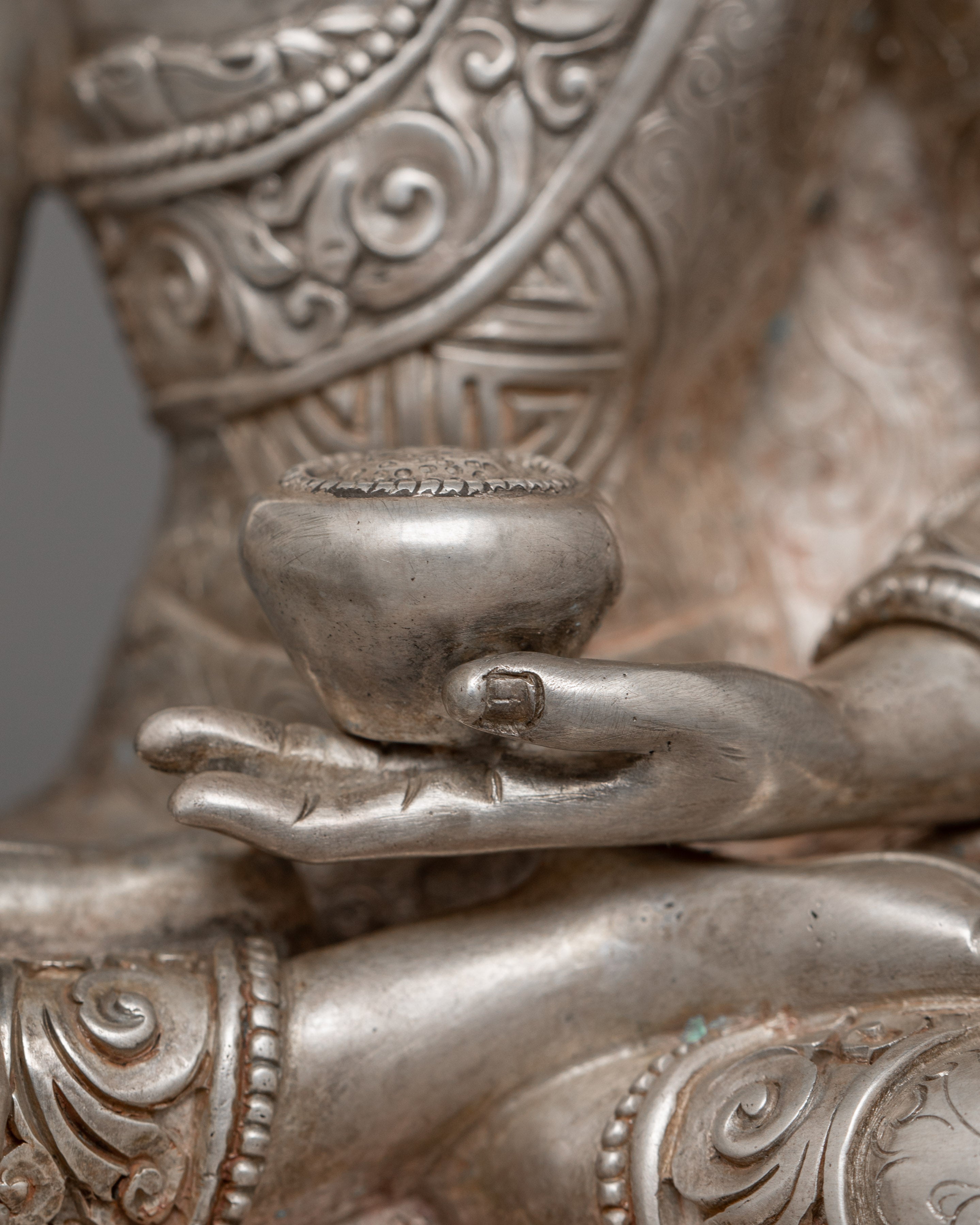 Silver Plated Shakyamuni Buddha Sculpture | Historical Buddha Statue