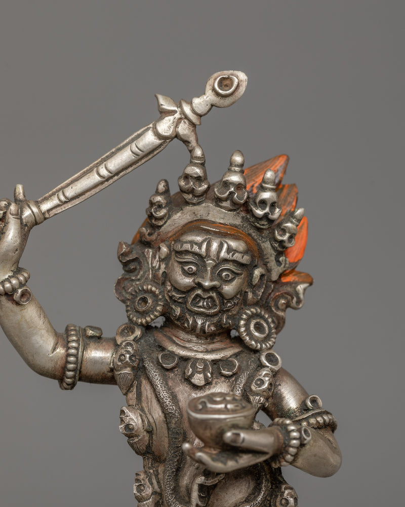 Silver Plated Vyaghra-vahana Statue | Guardian of Transformation