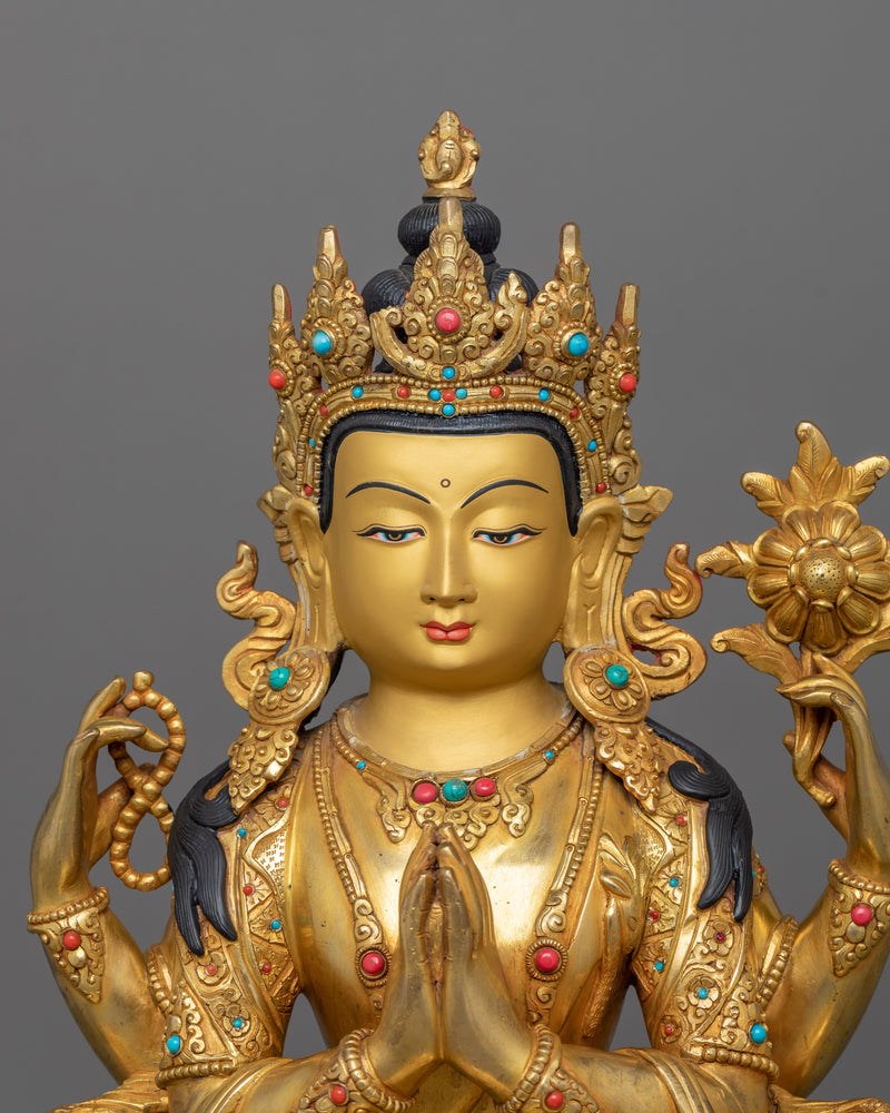 Handmade Beautiful Chenrezig Sculpture | A Symbol of Boundless Love