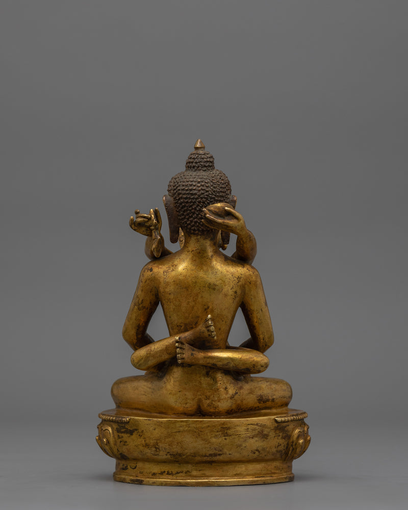Sacred Samantabhadra Statue with His Consort | 24K Gold Gilded Figure
