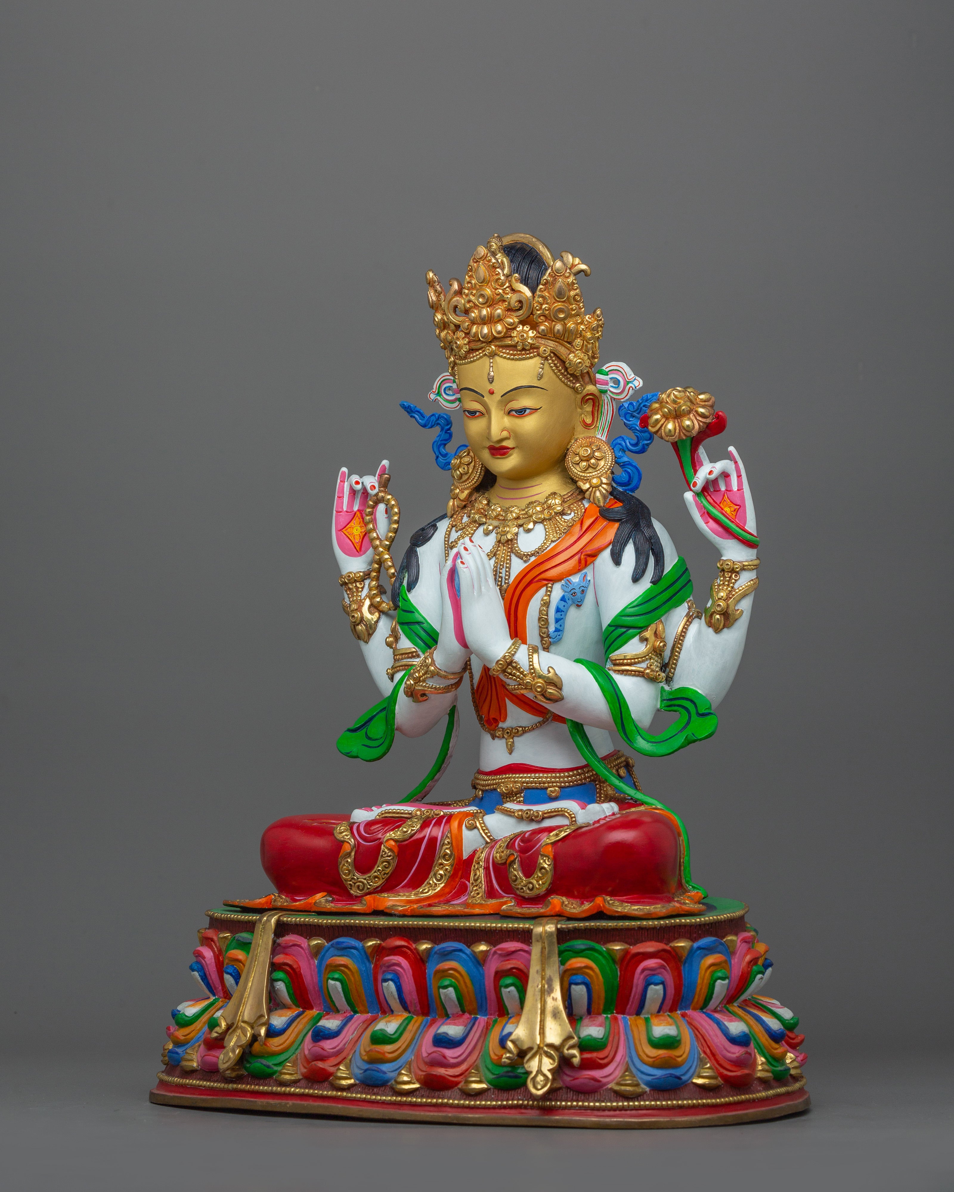 Chenresig Four Armed Figurine | Bodhisattva Avalokiteshvara Statue