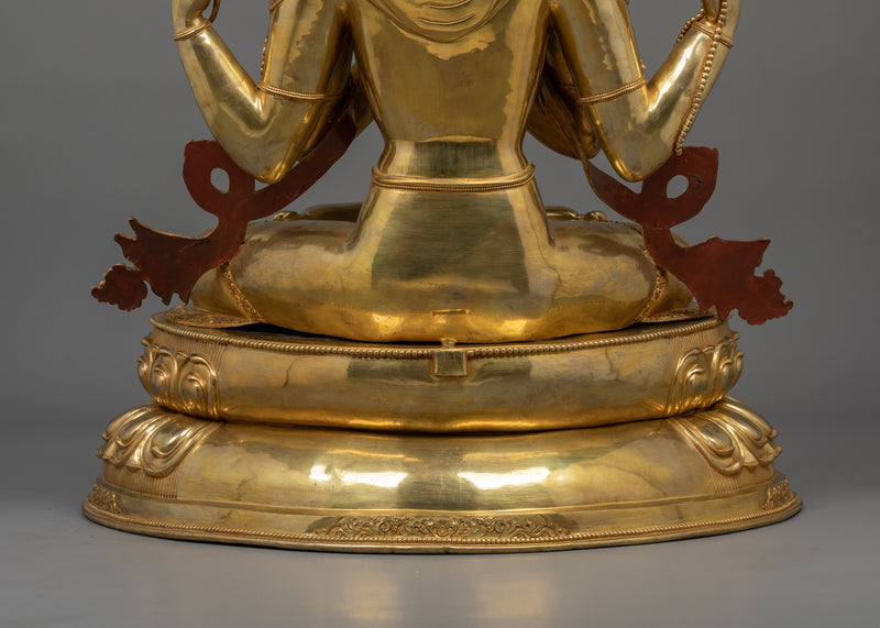 Handmade Compassion deity Chenrezig sculpture | Four Armed Deity