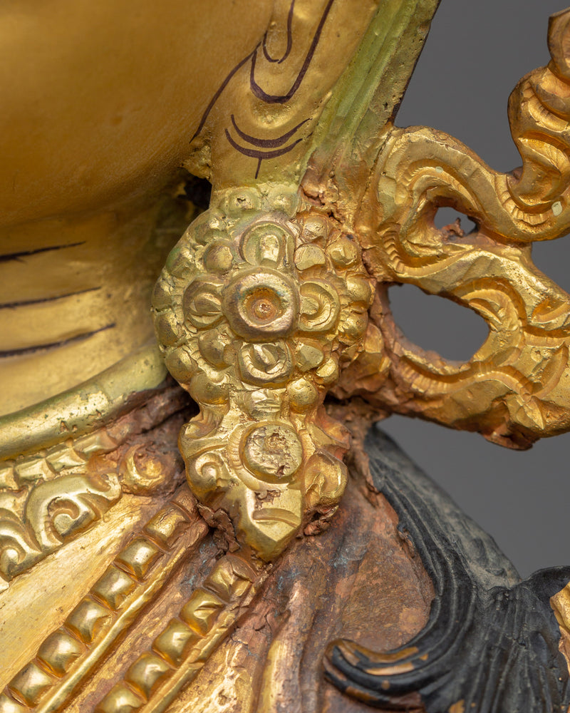 12.2 Inches Manjushri with sword Statue | Bodhisattva Sculpture Wisdom Deity