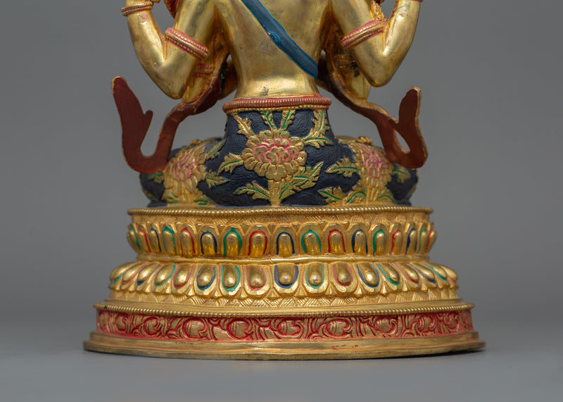 Four Armed Handcrafted Chenrezig Statue | Deity of Compassion