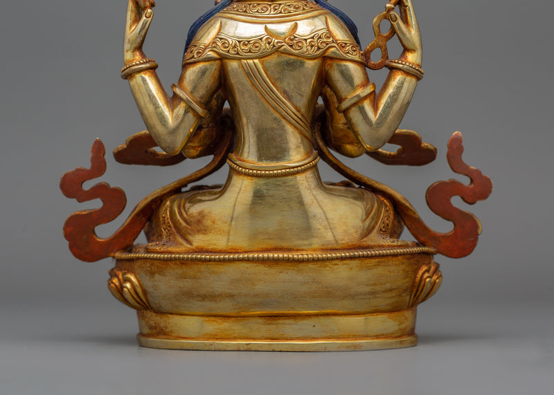 Bodhisattva Four Armed Avalokiteshvara Sculpture | Chenrezig 9.1 Inch Statue