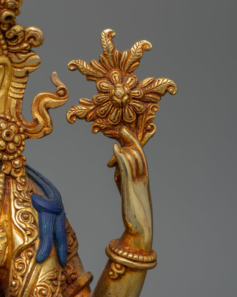 Bodhisattva Four Armed Avalokiteshvara Sculpture | Chenrezig 9.1 Inch Statue