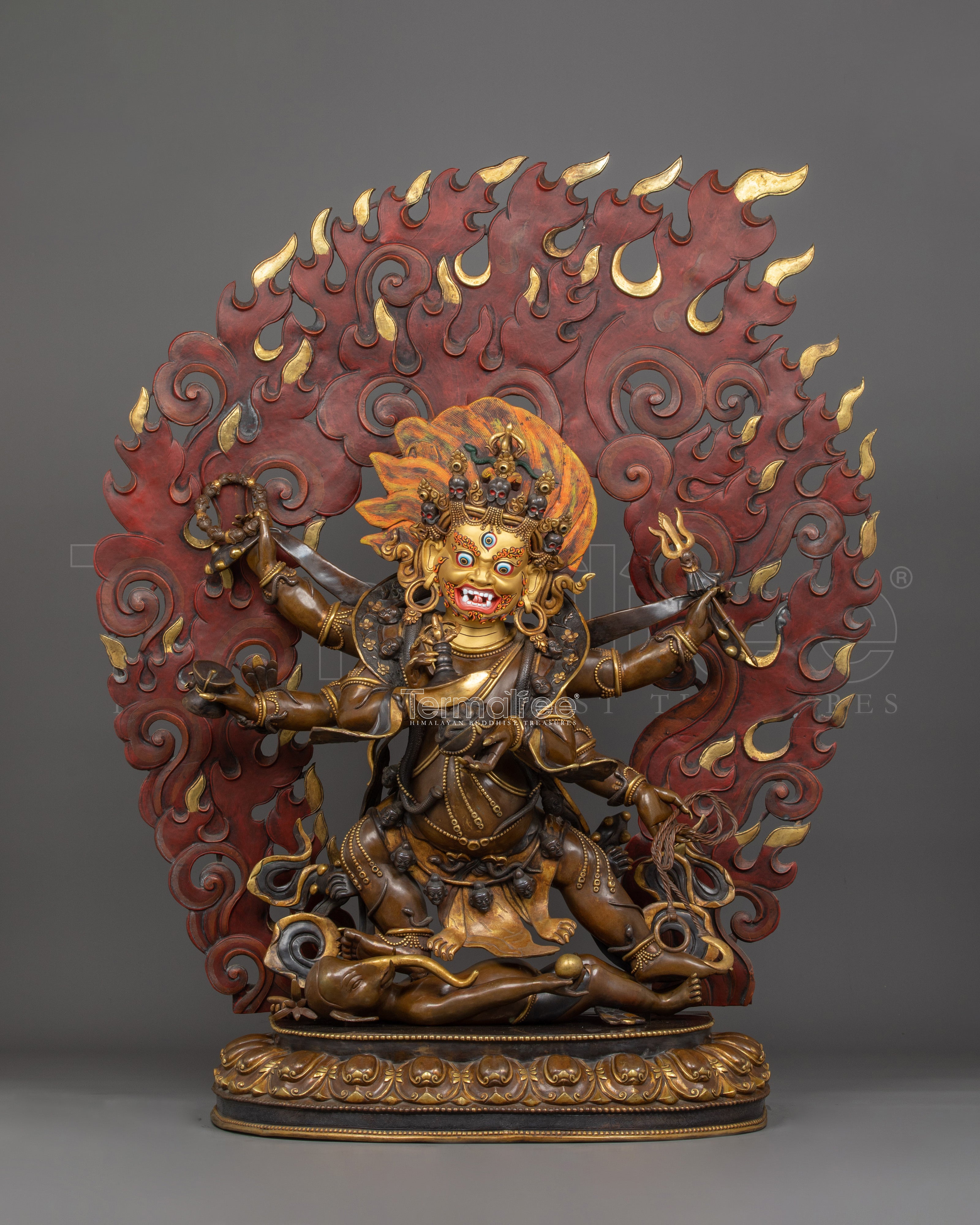 Wrathful 6 Armed Mahakala Statue | Embrace Protection and Strength