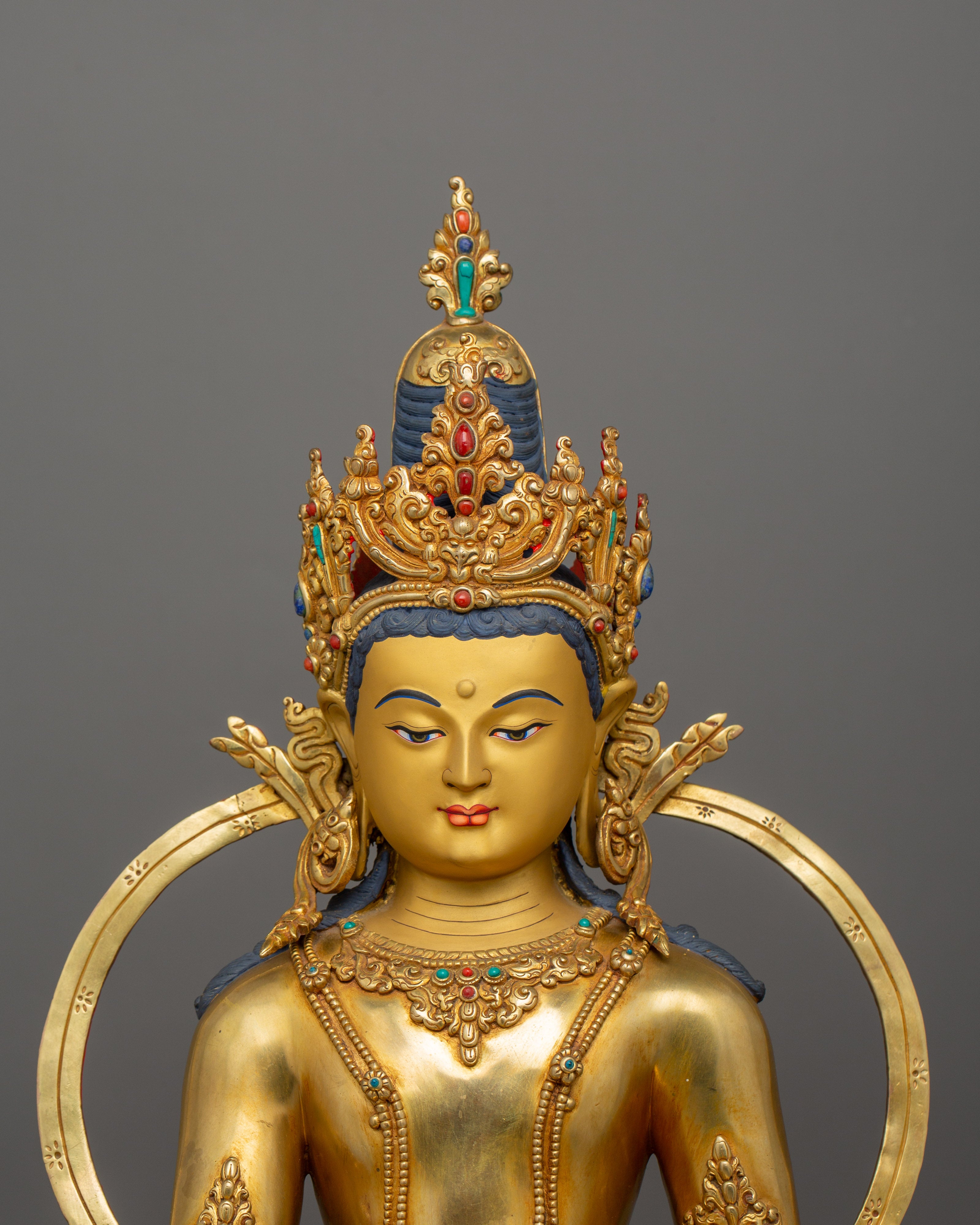 Handcrafted Crown Shakyamuni Buddha Statue | The Path to Enlightenment