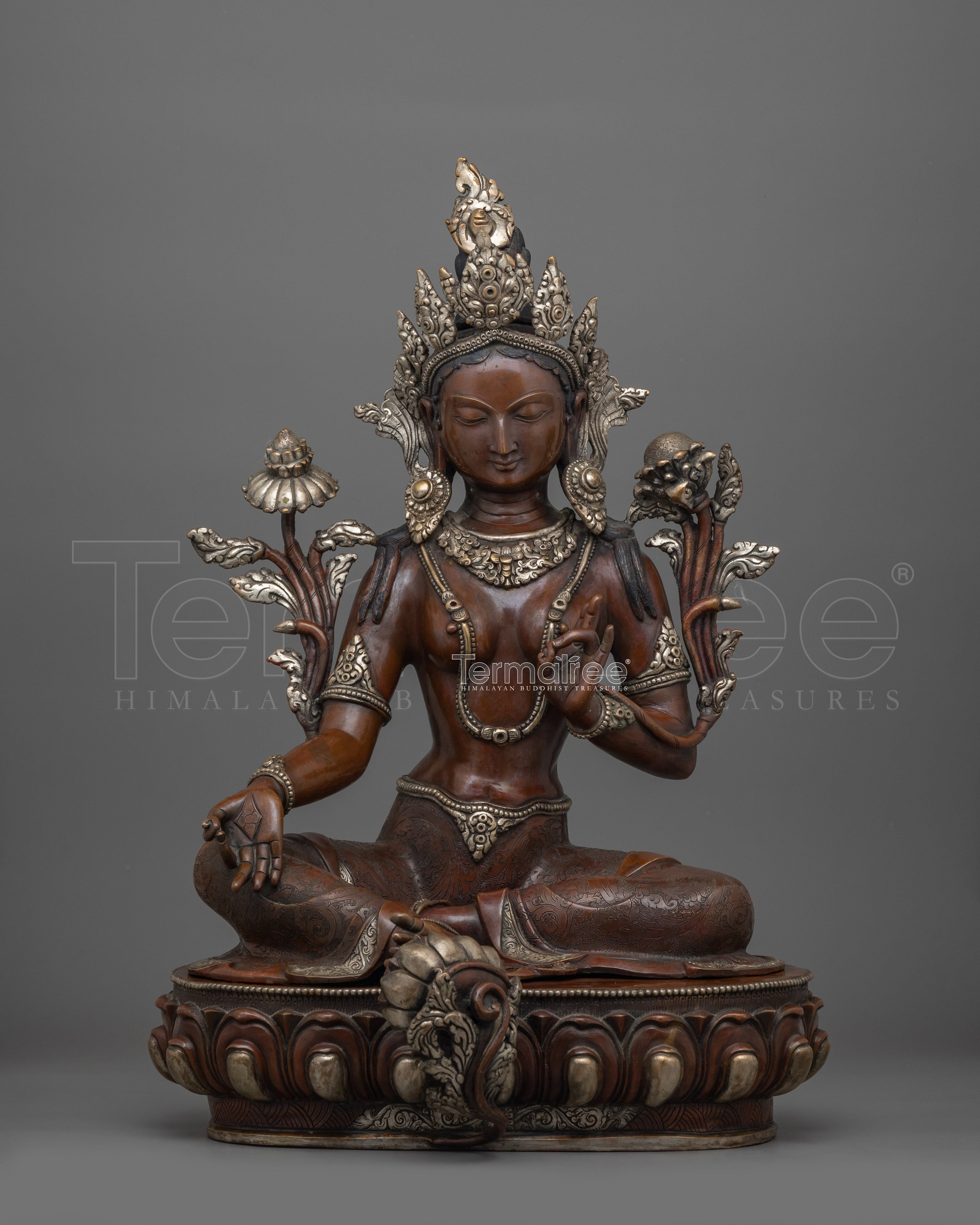 Handcrafted Divine Green Tara Deity Statue | Manifestation of Compassionate Grace