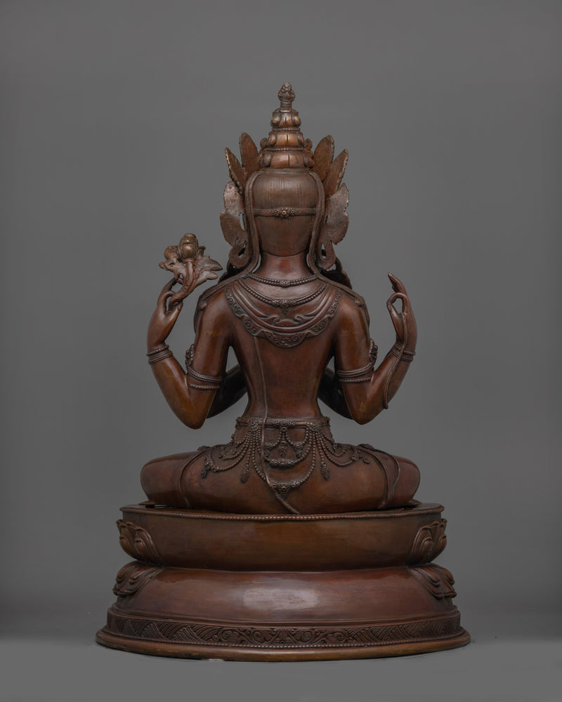 Himalayan 4-Armed Chenrezig Sculpture | Bodhisattva of Compassion and Healing