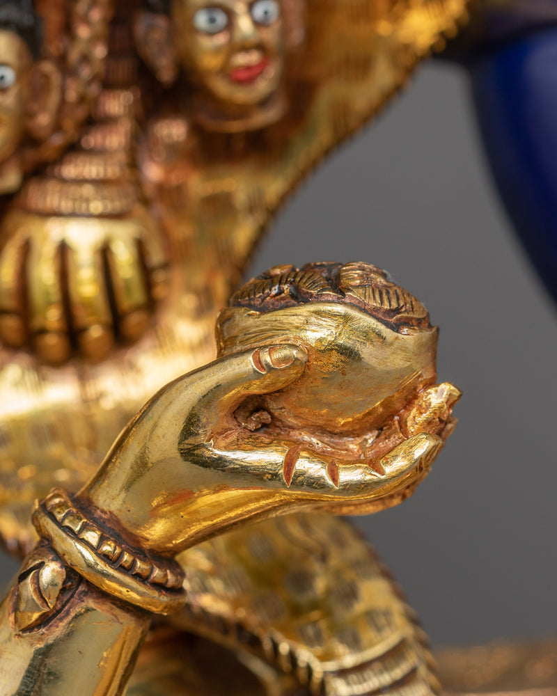 Handmade Shadbhuja Mahakala Sculpture | Protector of Dharma, Spiritual Power