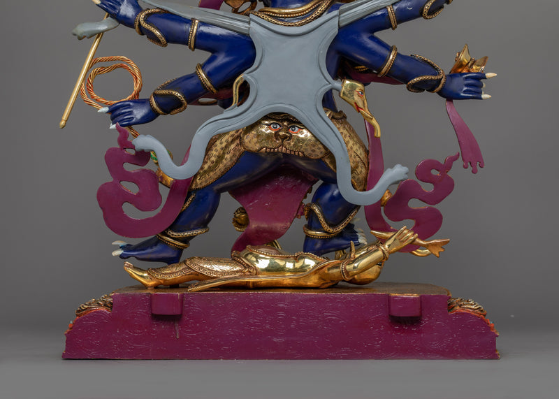 Handmade Shadbhuja Mahakala Sculpture | Protector of Dharma, Spiritual Power