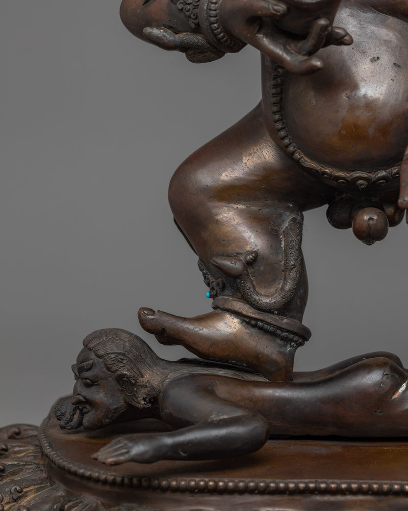 Spiritual Wealth Deity Black Dzambhala Figurine | Handcrafted Statue for Decor