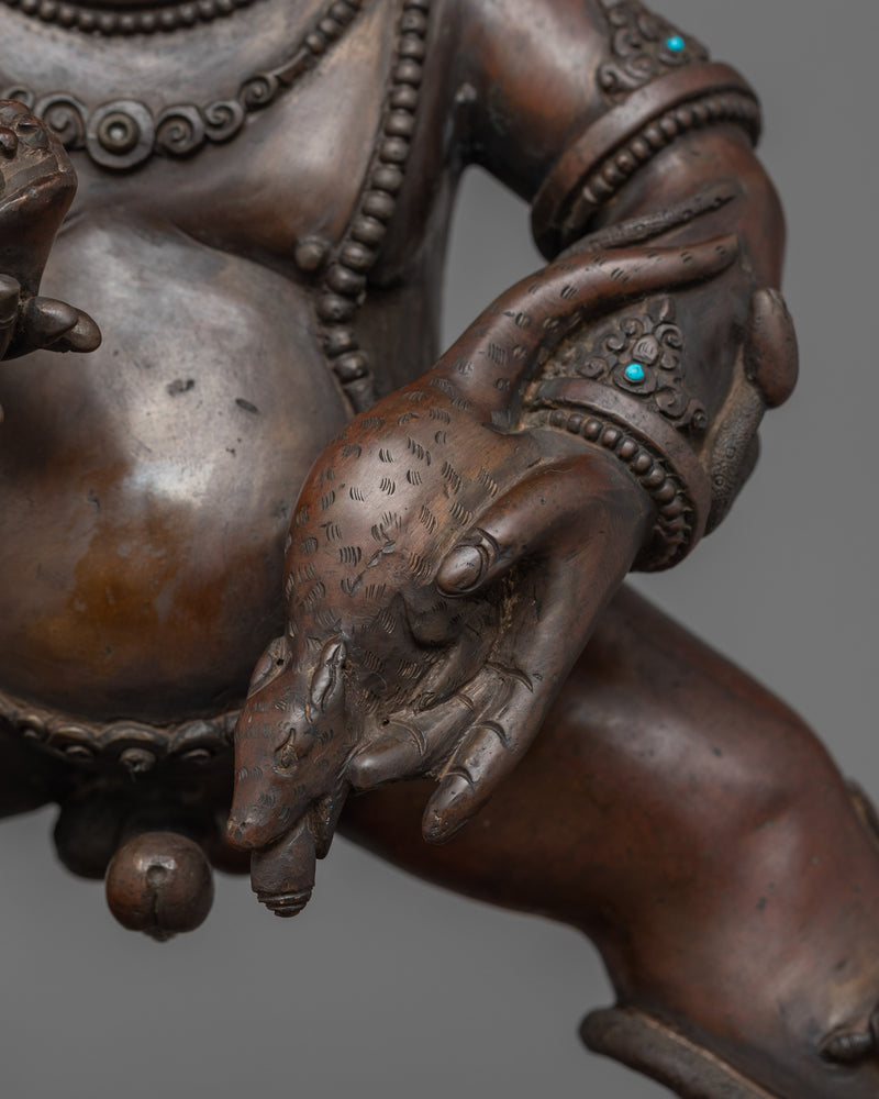 Spiritual Wealth Deity Black Dzambhala Figurine | Handcrafted Statue for Decor