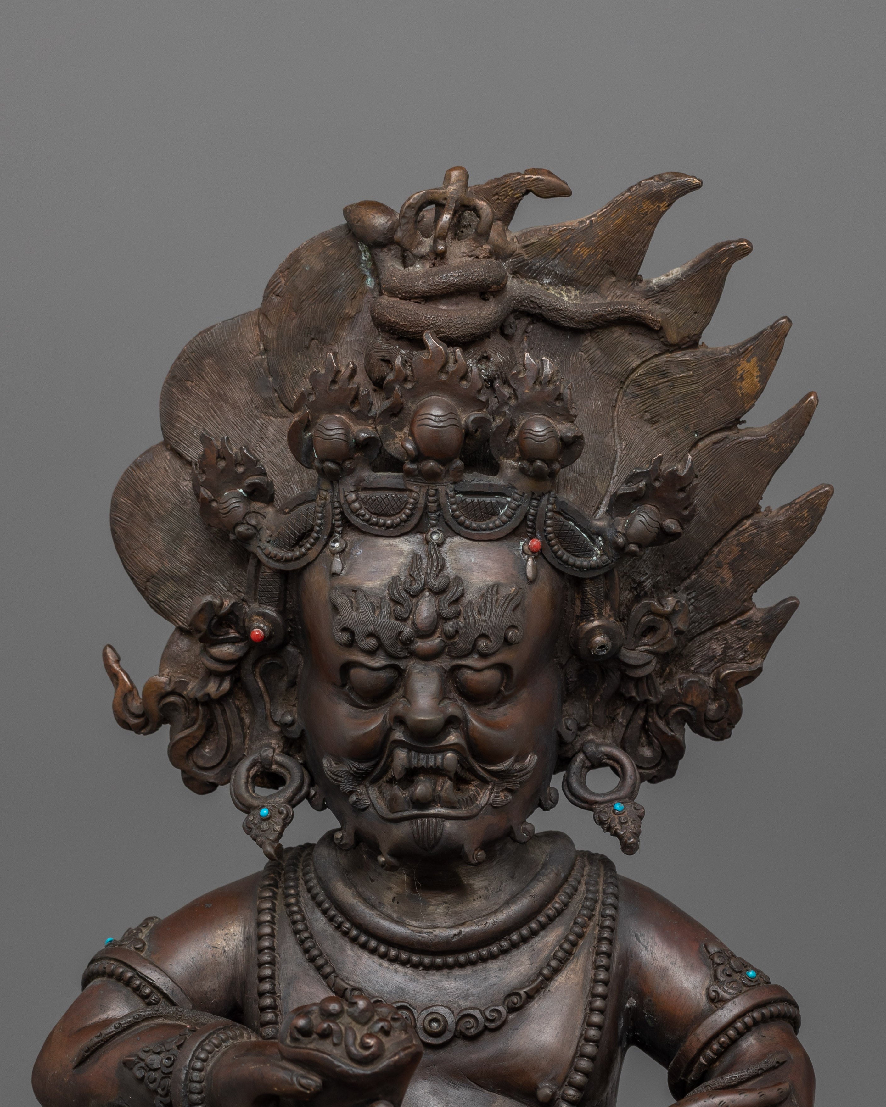 Spiritual Wealth Deity Black Dzambhala Figurine | Handcrafted Statue for Decor