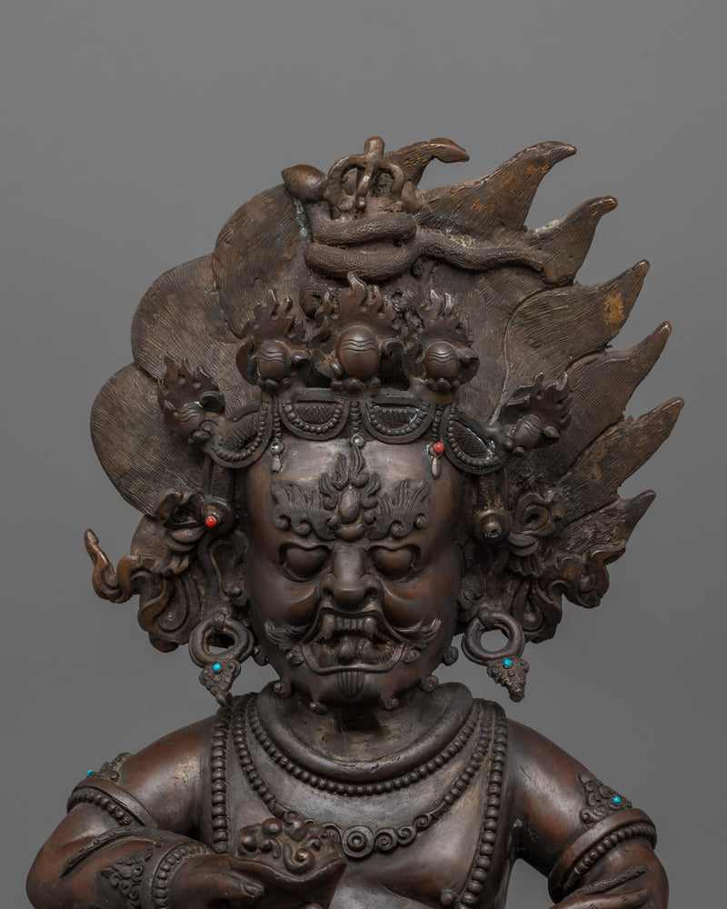 Spiritual Wealth Deity Black Dzambhala Figurine | Handcrafted Statue for Decor