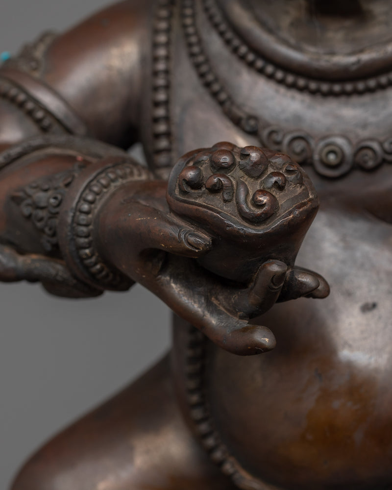 Spiritual Wealth Deity Black Dzambhala Figurine | Handcrafted Statue for Decor