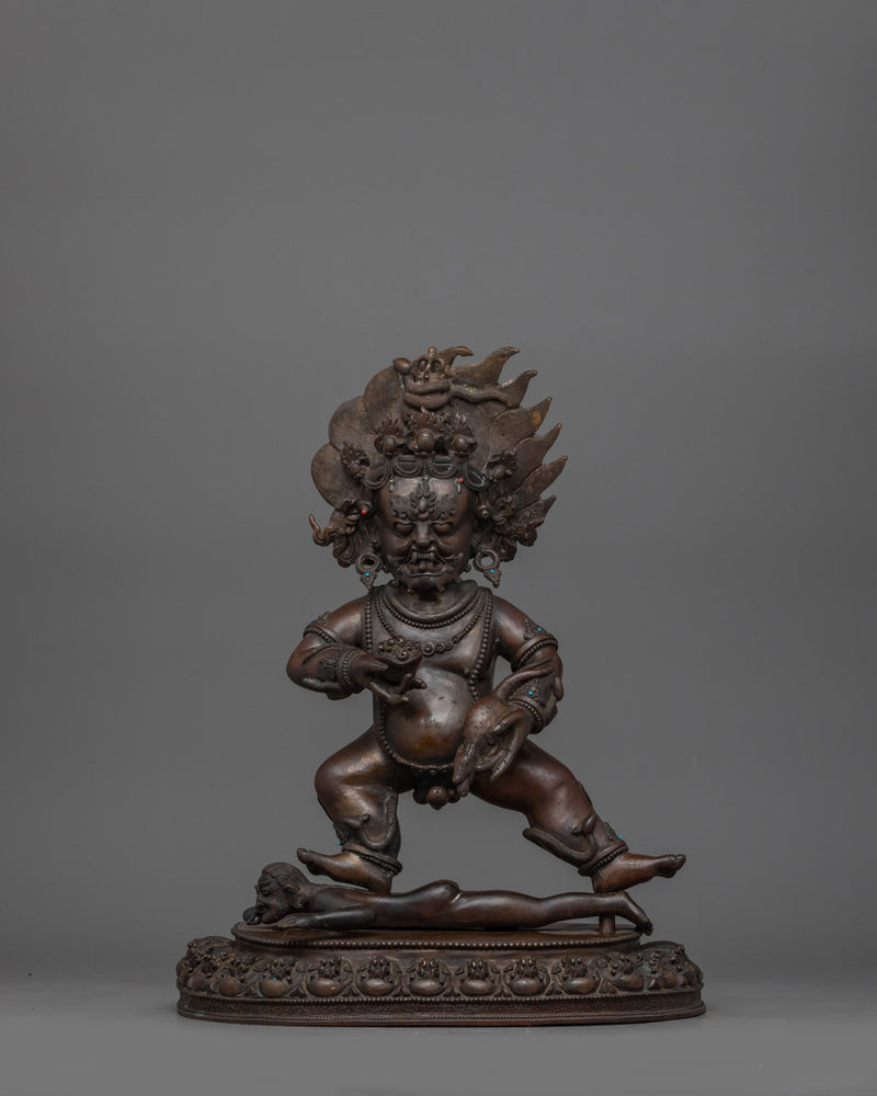 Spiritual Wealth Deity Black Dzambhala Figurine | Handcrafted Statue for Decor