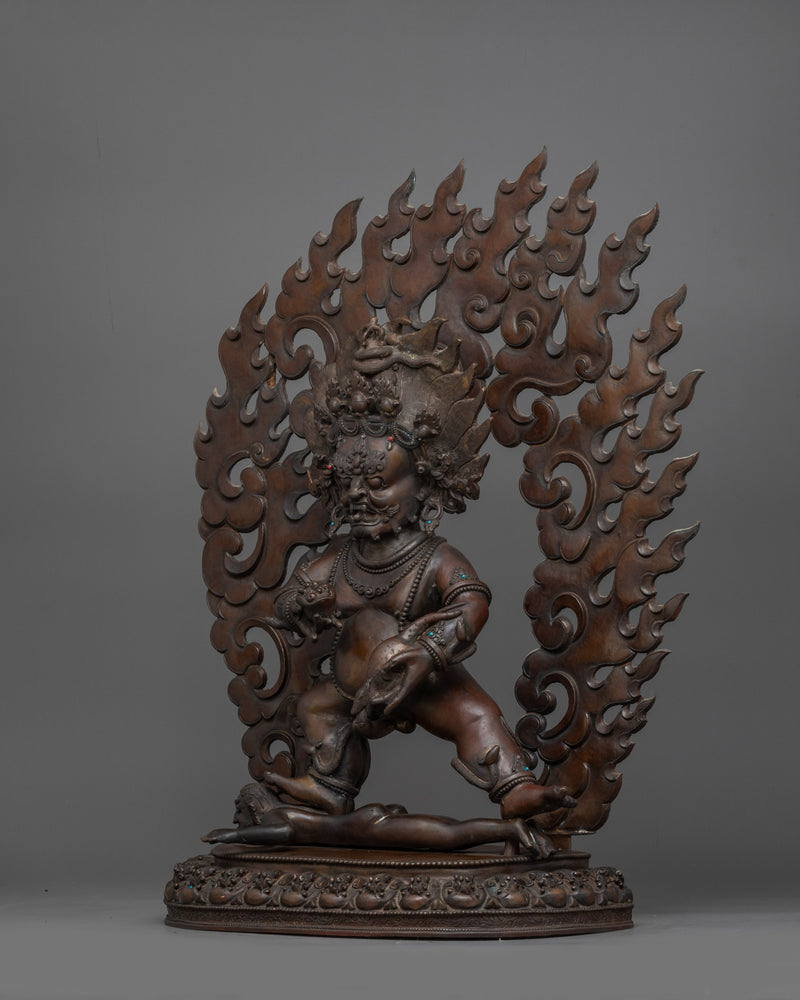 Spiritual Wealth Deity Black Dzambhala Figurine | Handcrafted Statue for Decor