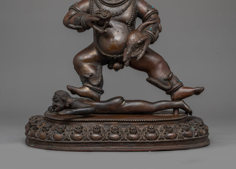 Spiritual Wealth Deity Black Dzambhala Figurine | Handcrafted Statue for Decor