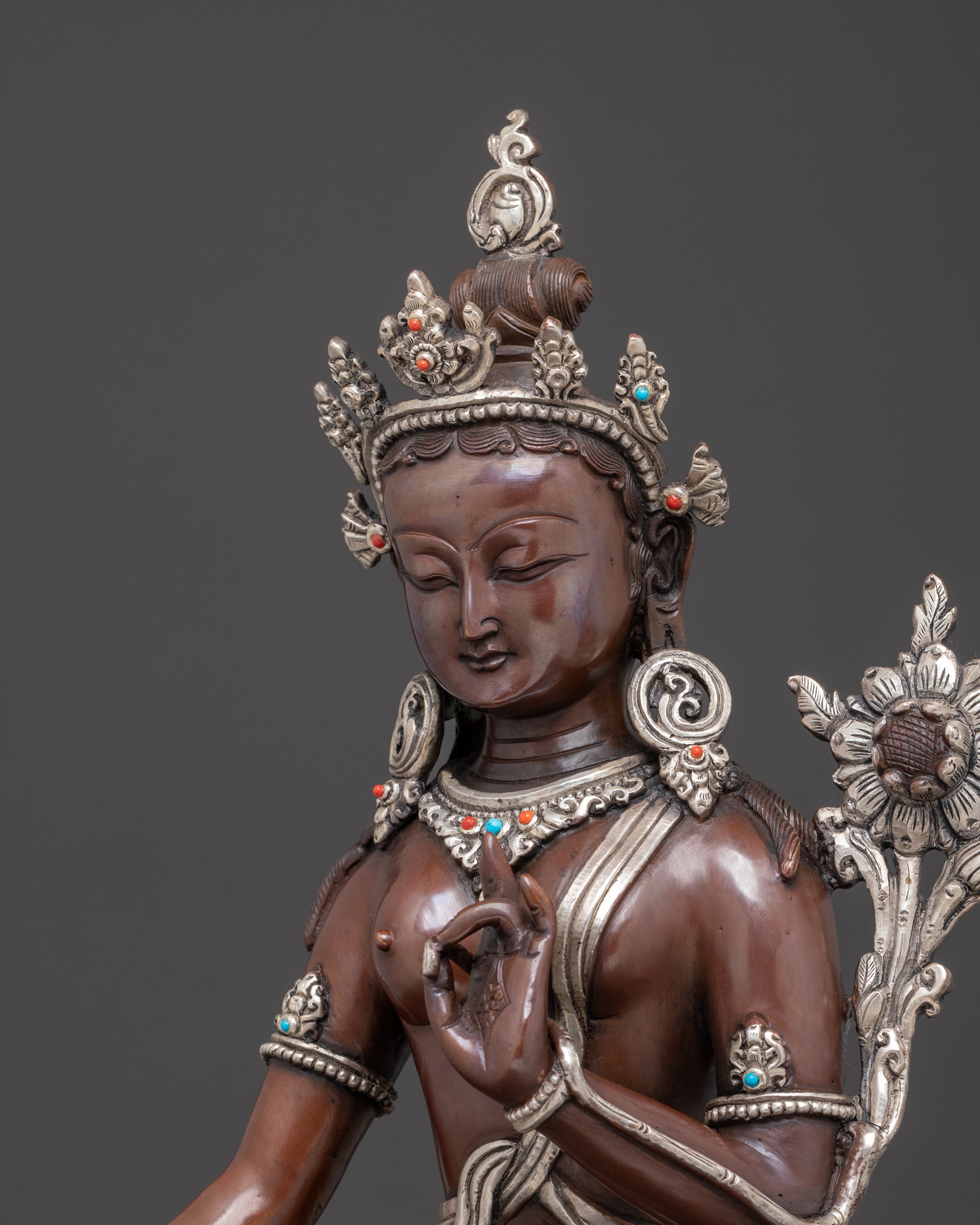 Standing Green Tara Sculpture | Traditional Tibetan Art