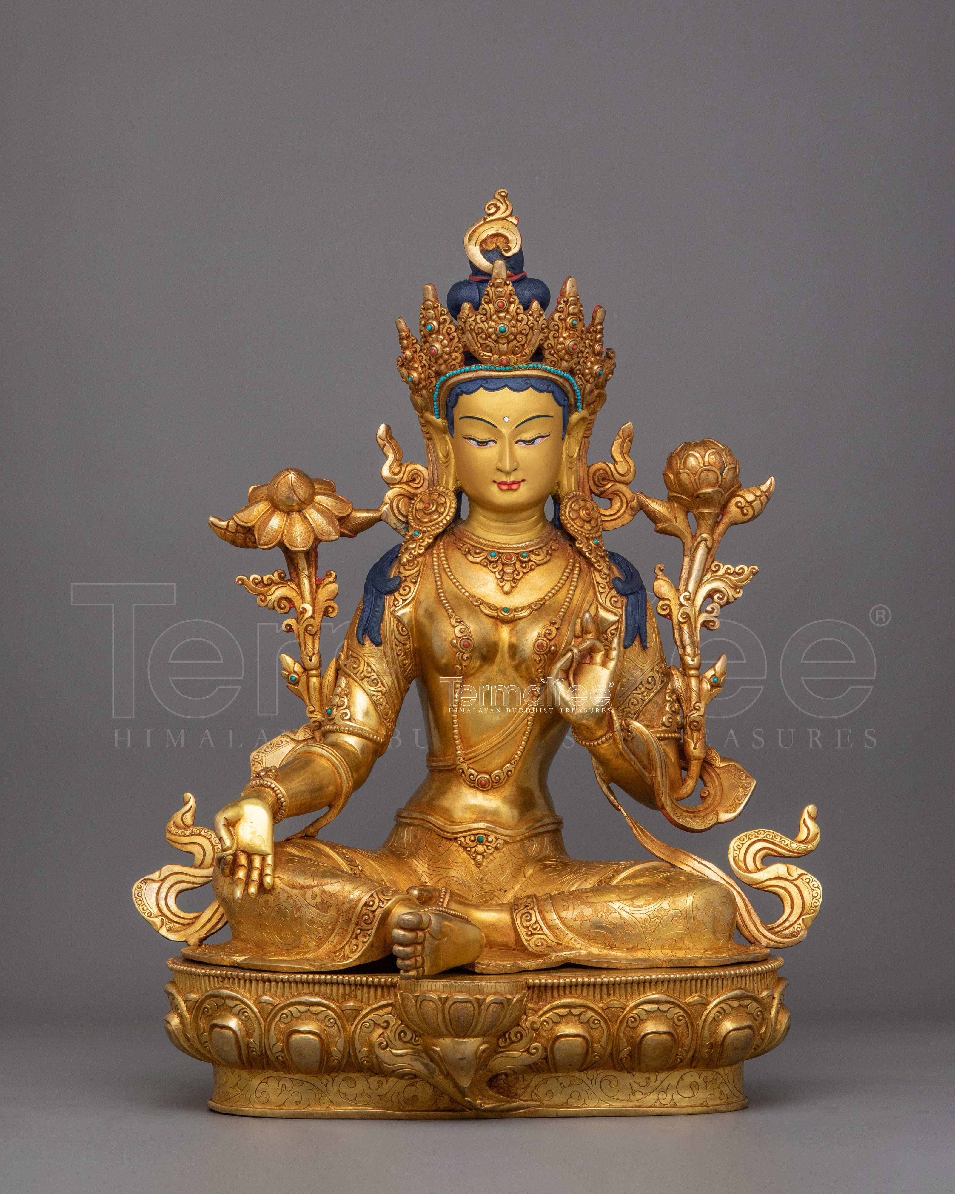Buddhist Goddess Green Tara Figurine | Deity of Protection and Healing