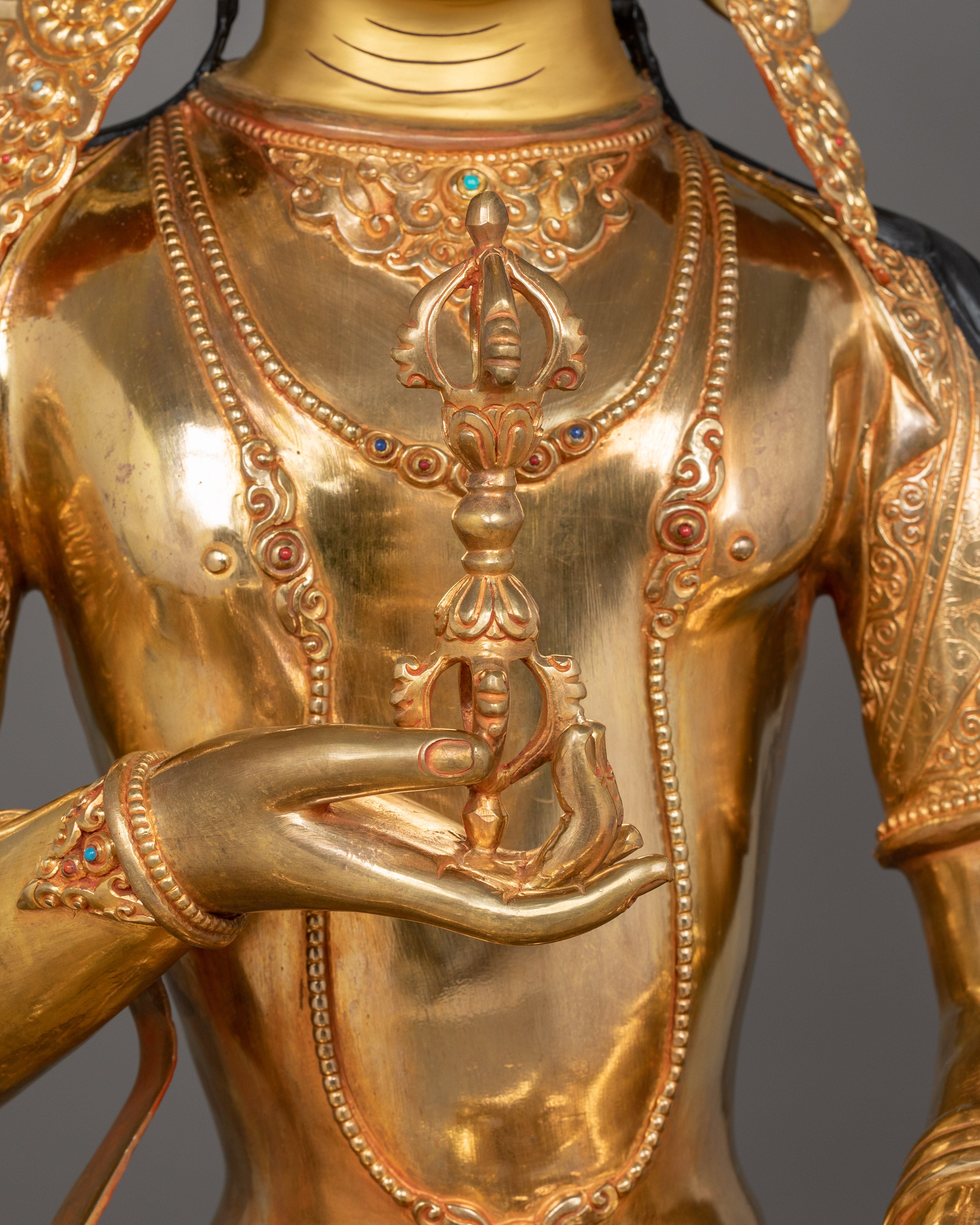 39 Inch Vajrasattva Statue | 24K Gold-Gilded Deity of Purification