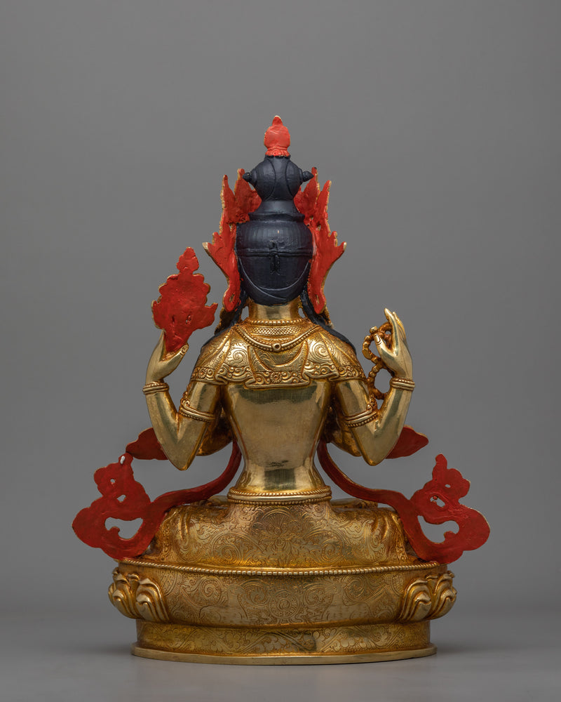 Himalayan 4-Armed Meditating Chenrezig Statue | The Bodhisattva of Compassion