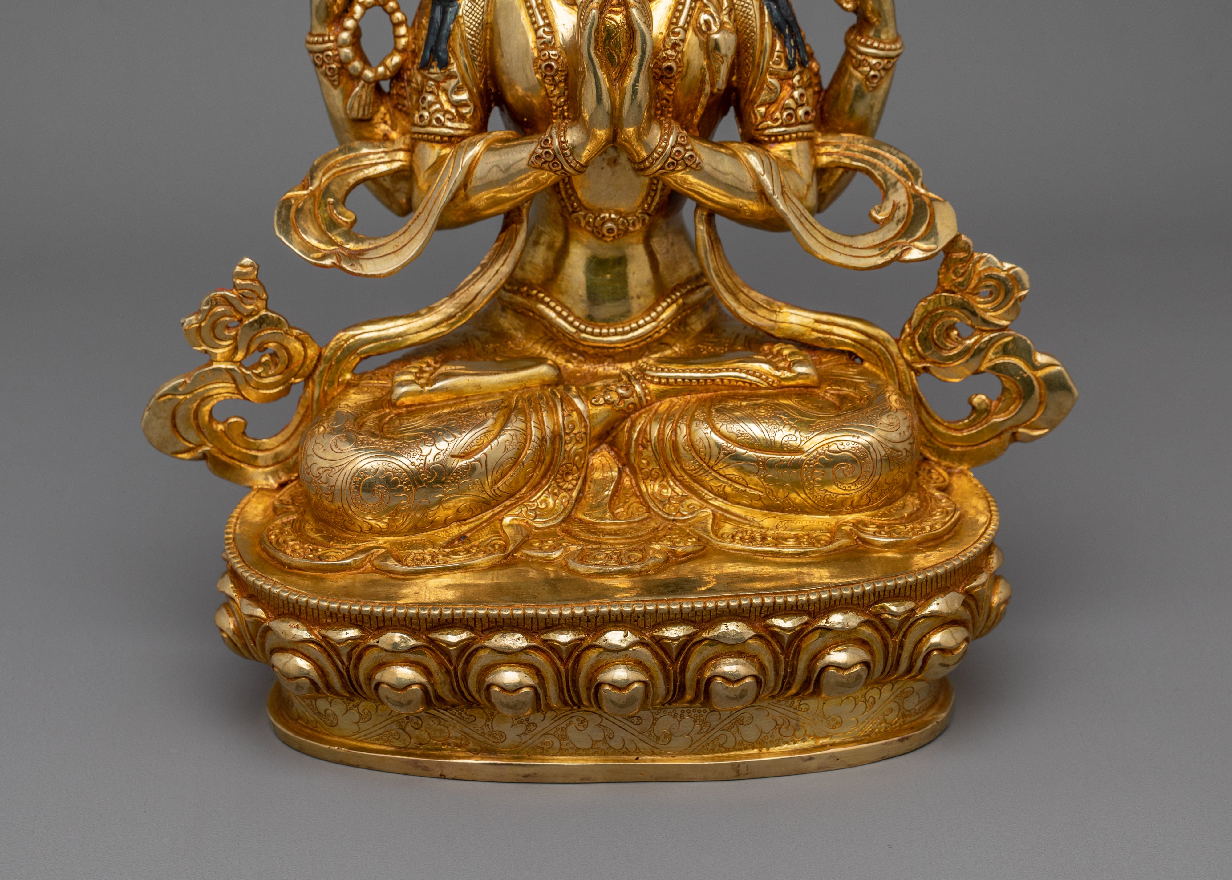 Himalayan 4-Armed Meditating Chenrezig Statue | The Bodhisattva of Compassion