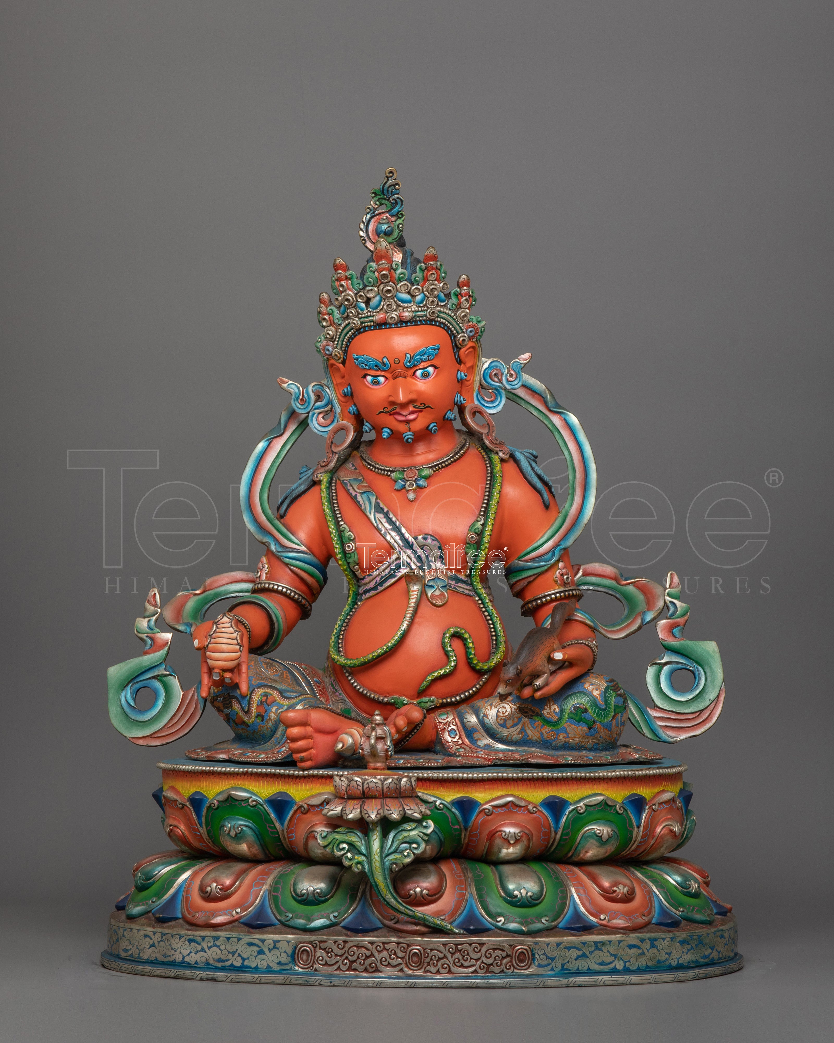 Dzambhala with red Body Statue | Tibetan Buddhist Wealth Deity