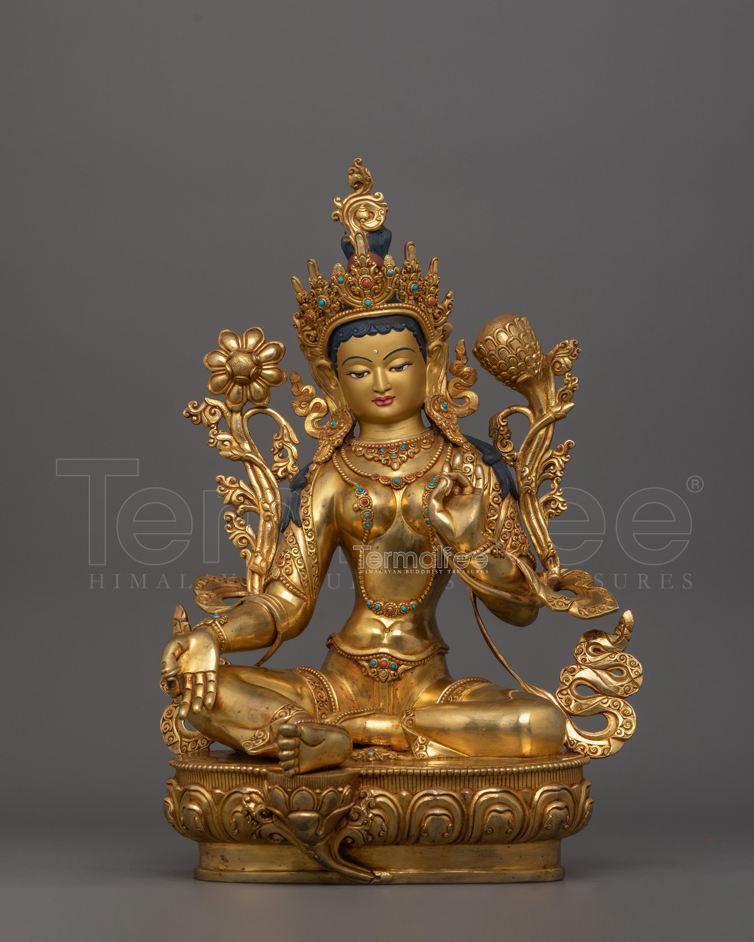 Handcrafted Goddess Green Tara Sculpture | Himalayan Tibetan Art